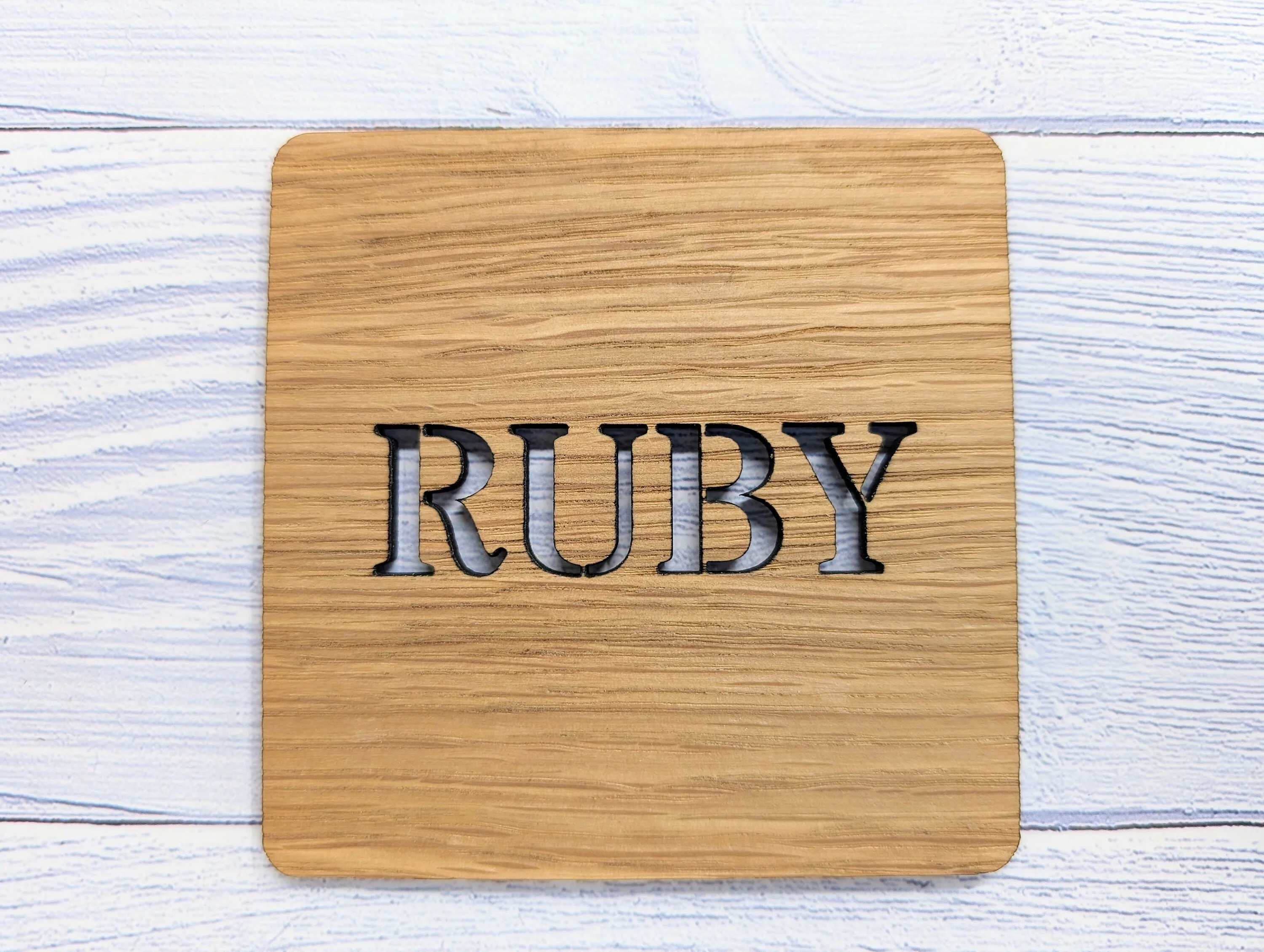 Personalised Wooden Square Coasters - Name Cut-Out - Image 5