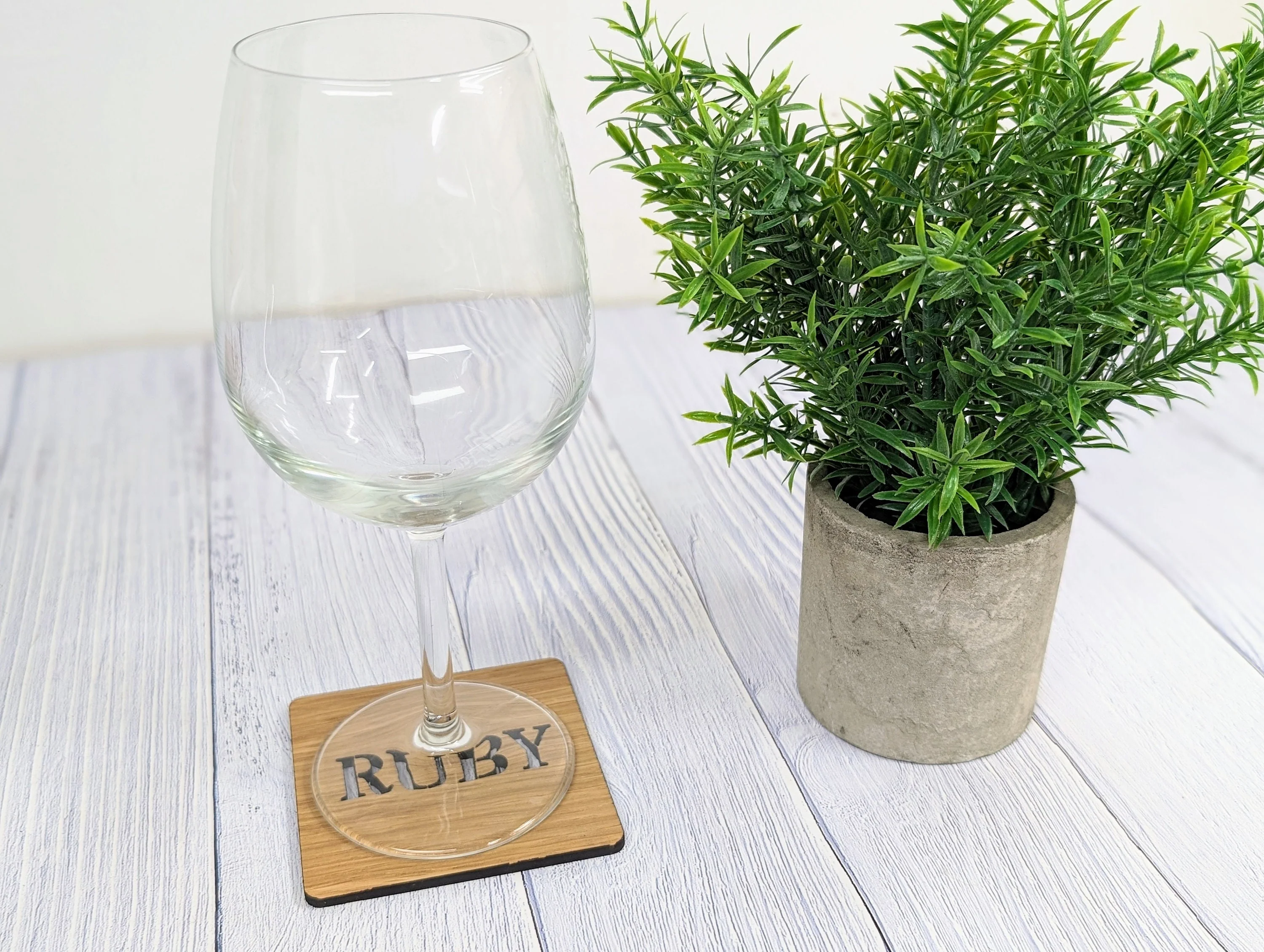 Personalised Wooden Square Coasters - Name Cut-Out - Image 6