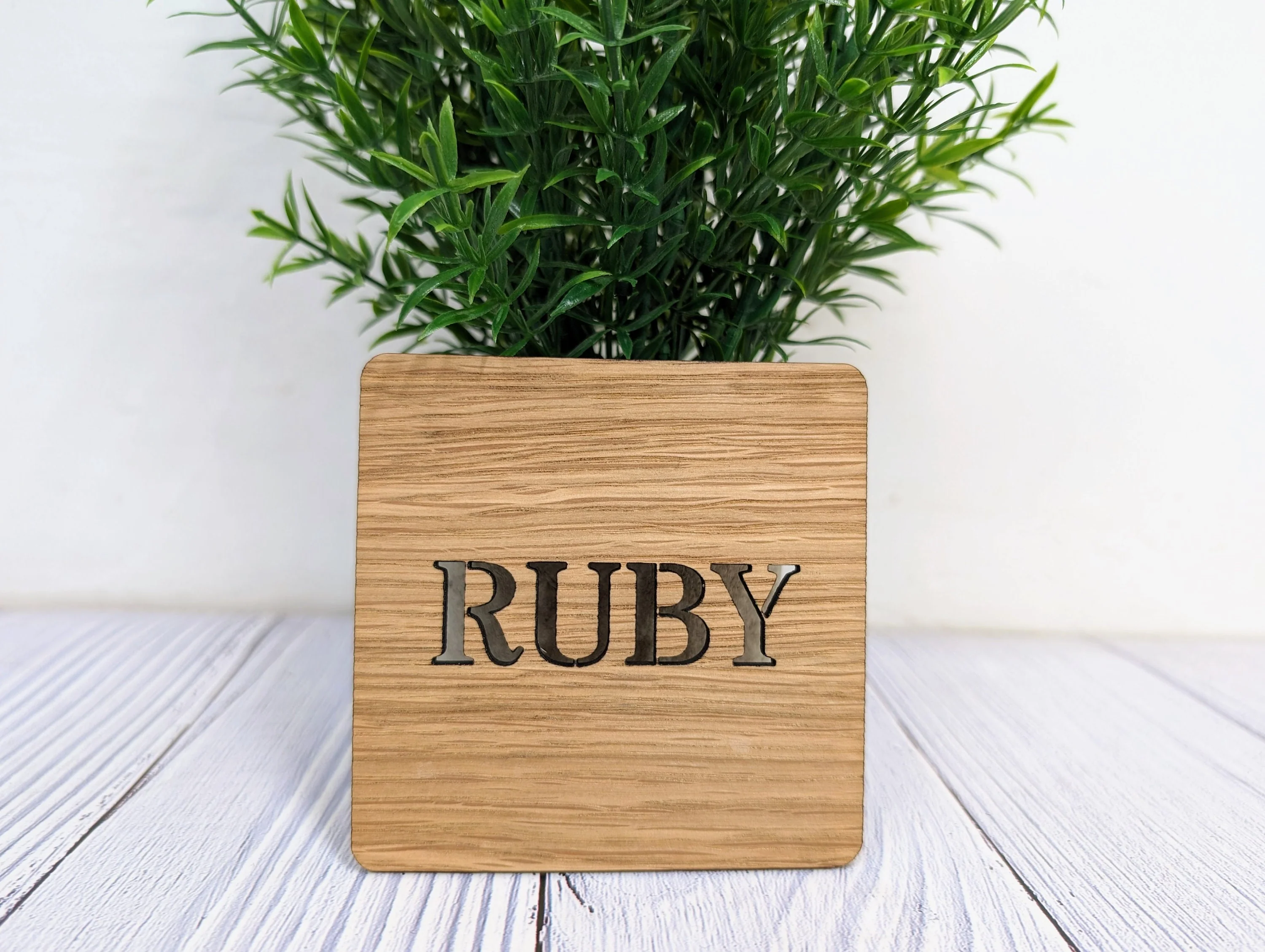 Personalised Wooden Square Coasters - Name Cut-Out - Image 8