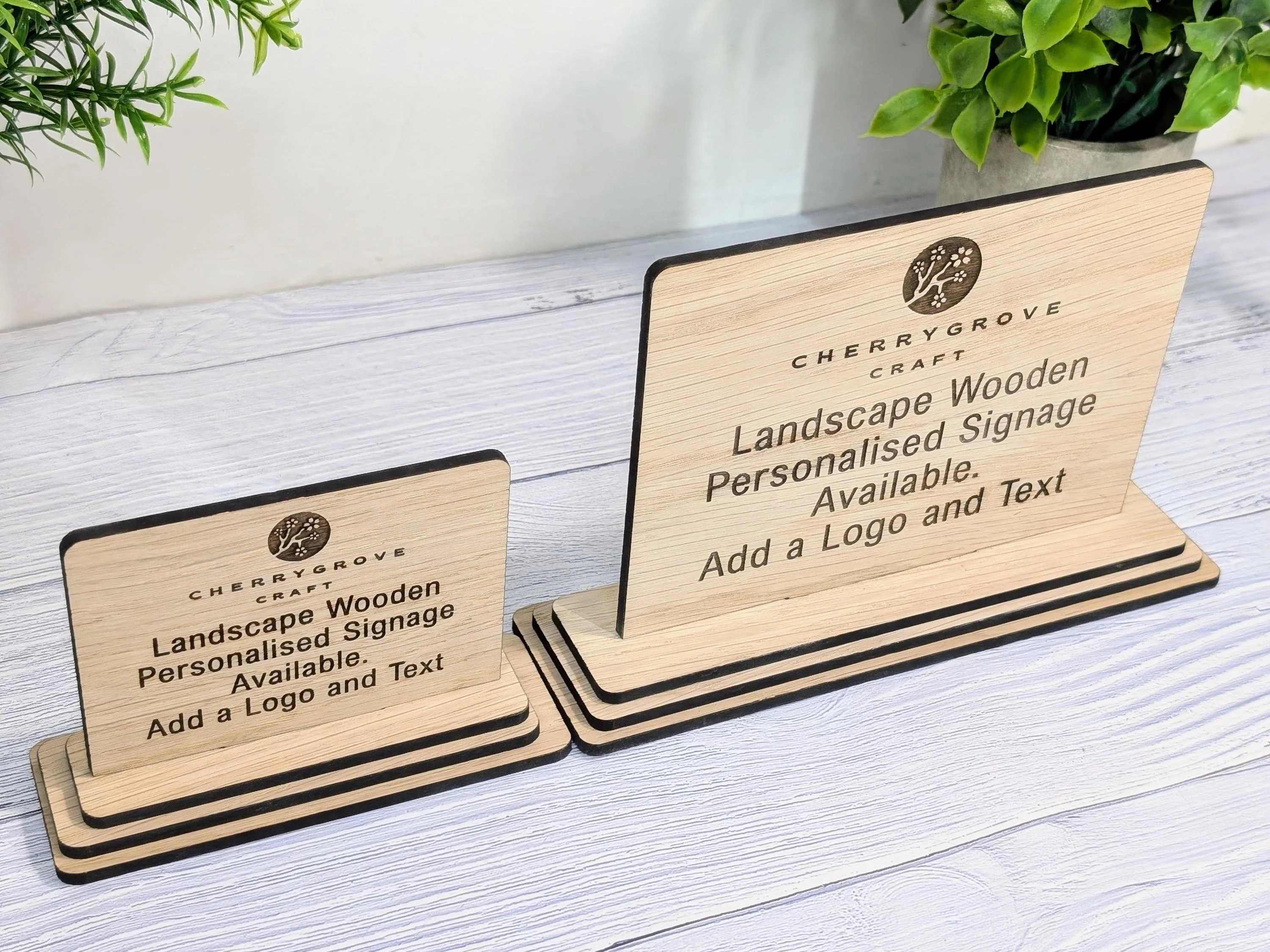 Personalised Wooden Table Signs - Custom Text, Logo, Freestanding, Removable Base, Two Sizes, Conference, Wedding, Retail, AirBnB Signage - Image 5