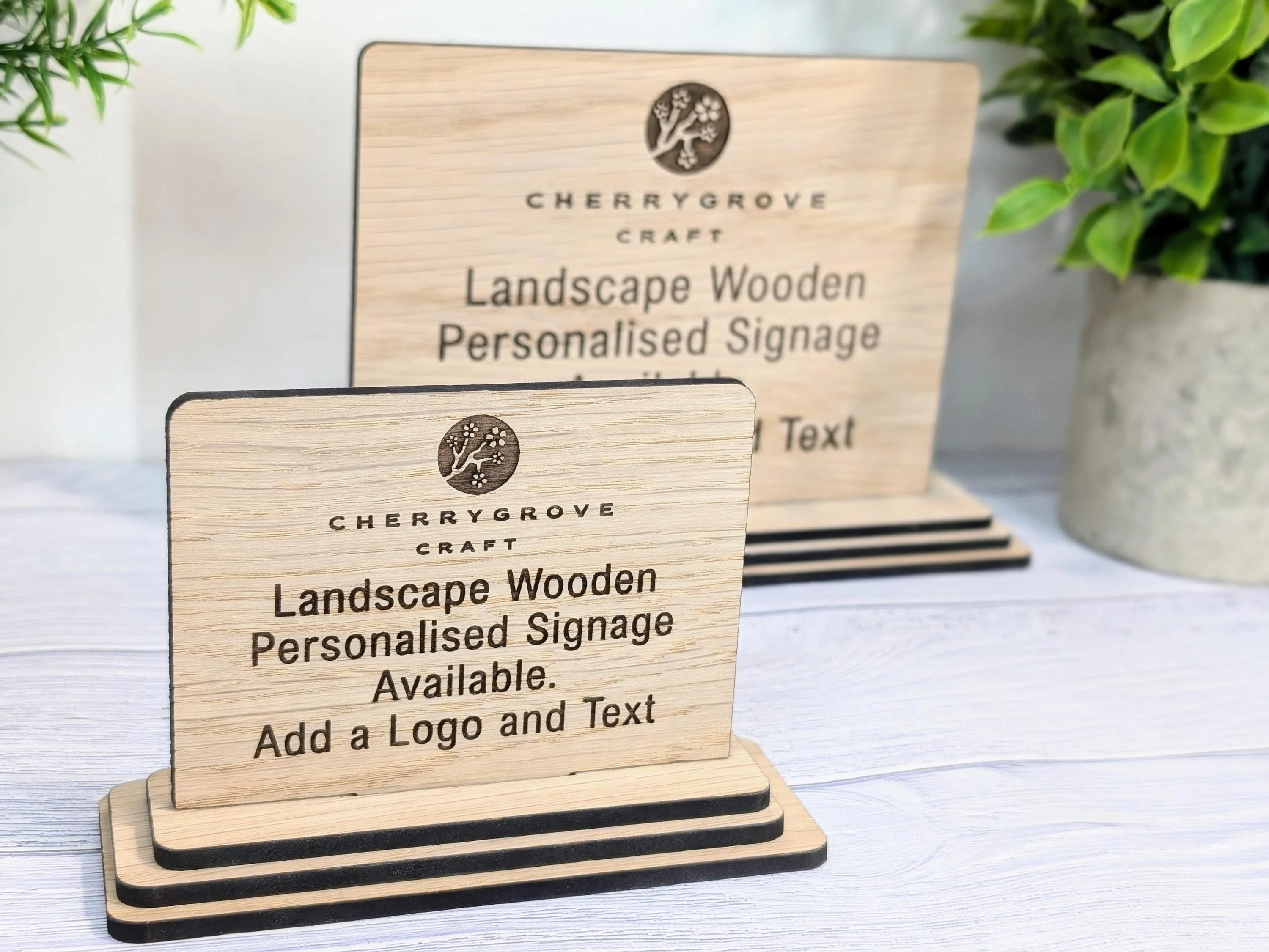 Personalised Wooden Table Signs - Custom Text, Logo, Freestanding, Removable Base, Two Sizes, Conference, Wedding, Retail, AirBnB Signage - Image 9