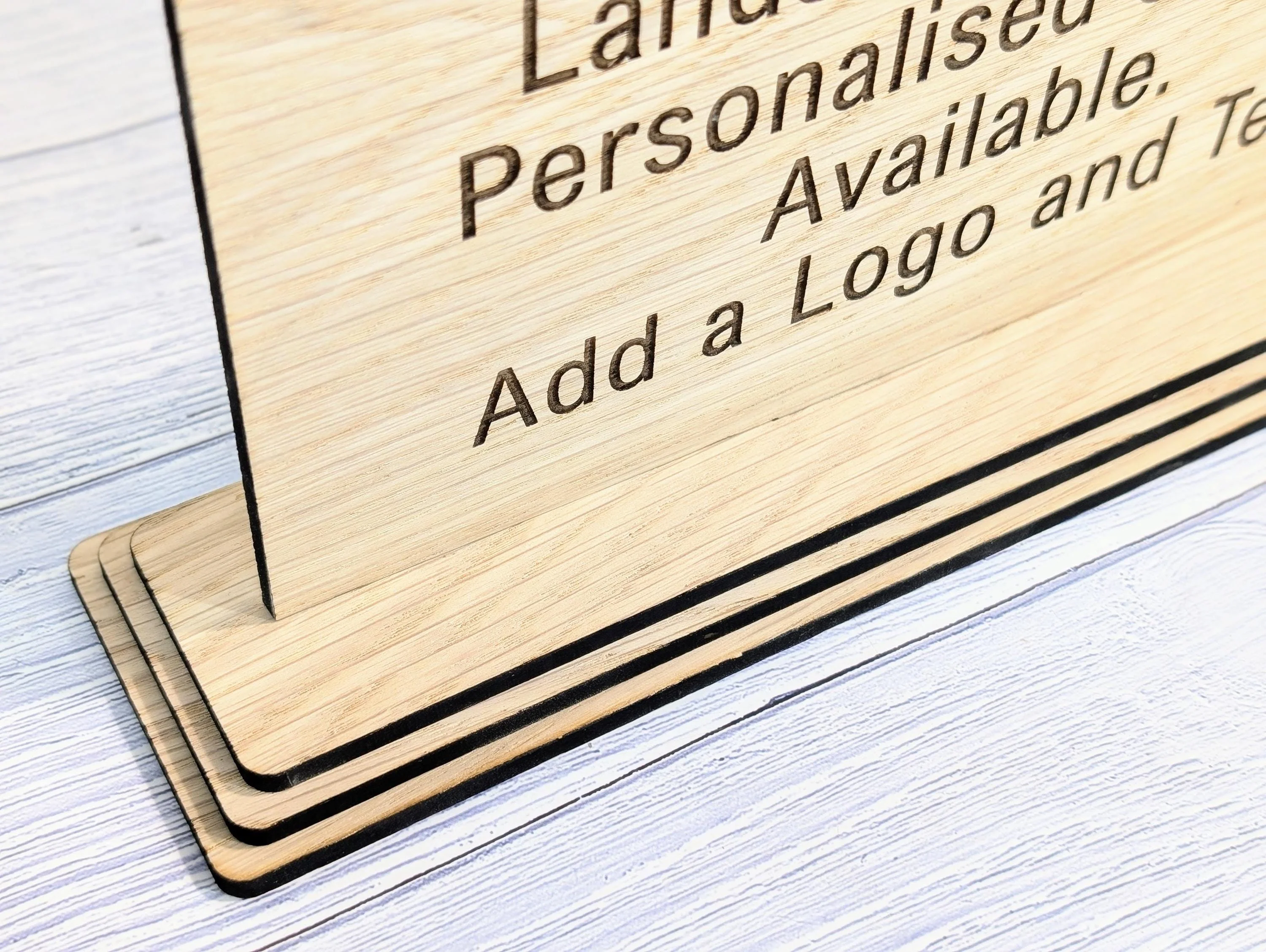Personalised Wooden Table Signs XL - Custom Text, Logo, Freestanding, Removable Base, Two Sizes, Conference, Wedding, Retail, AirBnB Signage - Image 3