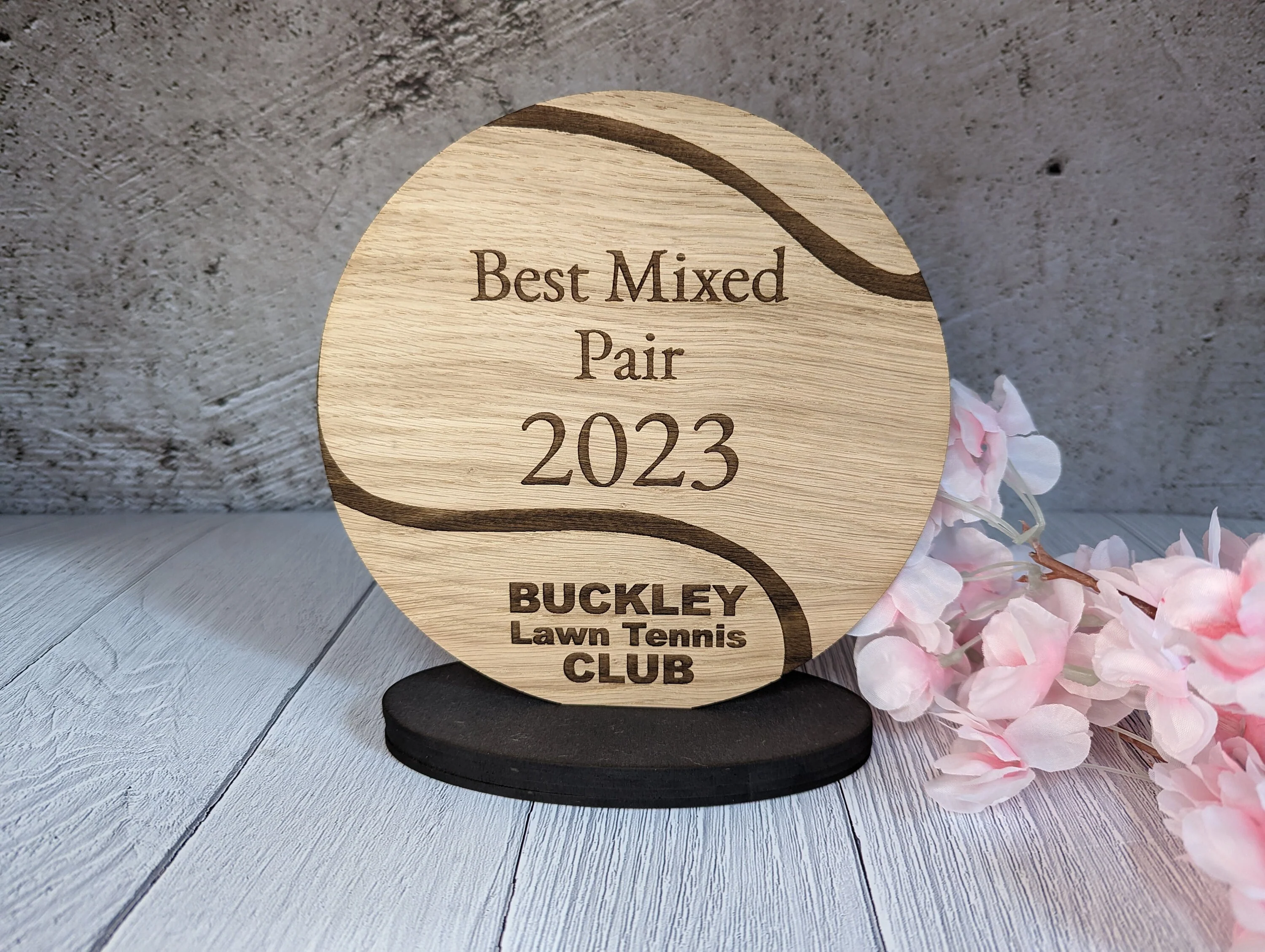 Personalised Wooden Tennis Trophies | Tennis Ball Shaped Award for Clubs & Events - Image 2
