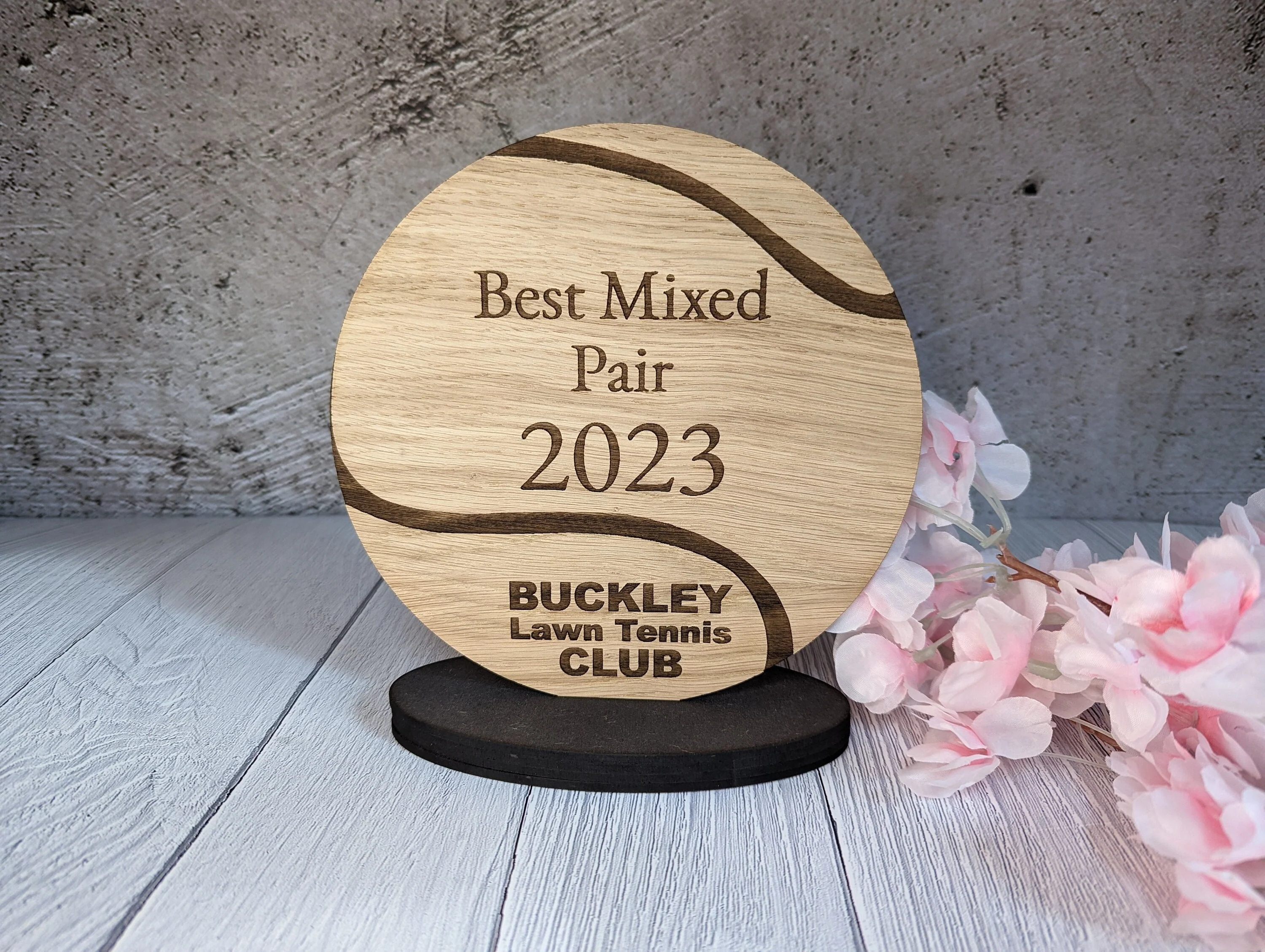 Personalised Wooden Tennis Trophies | Tennis Ball Shaped Award for Clubs & Events - Image 3
