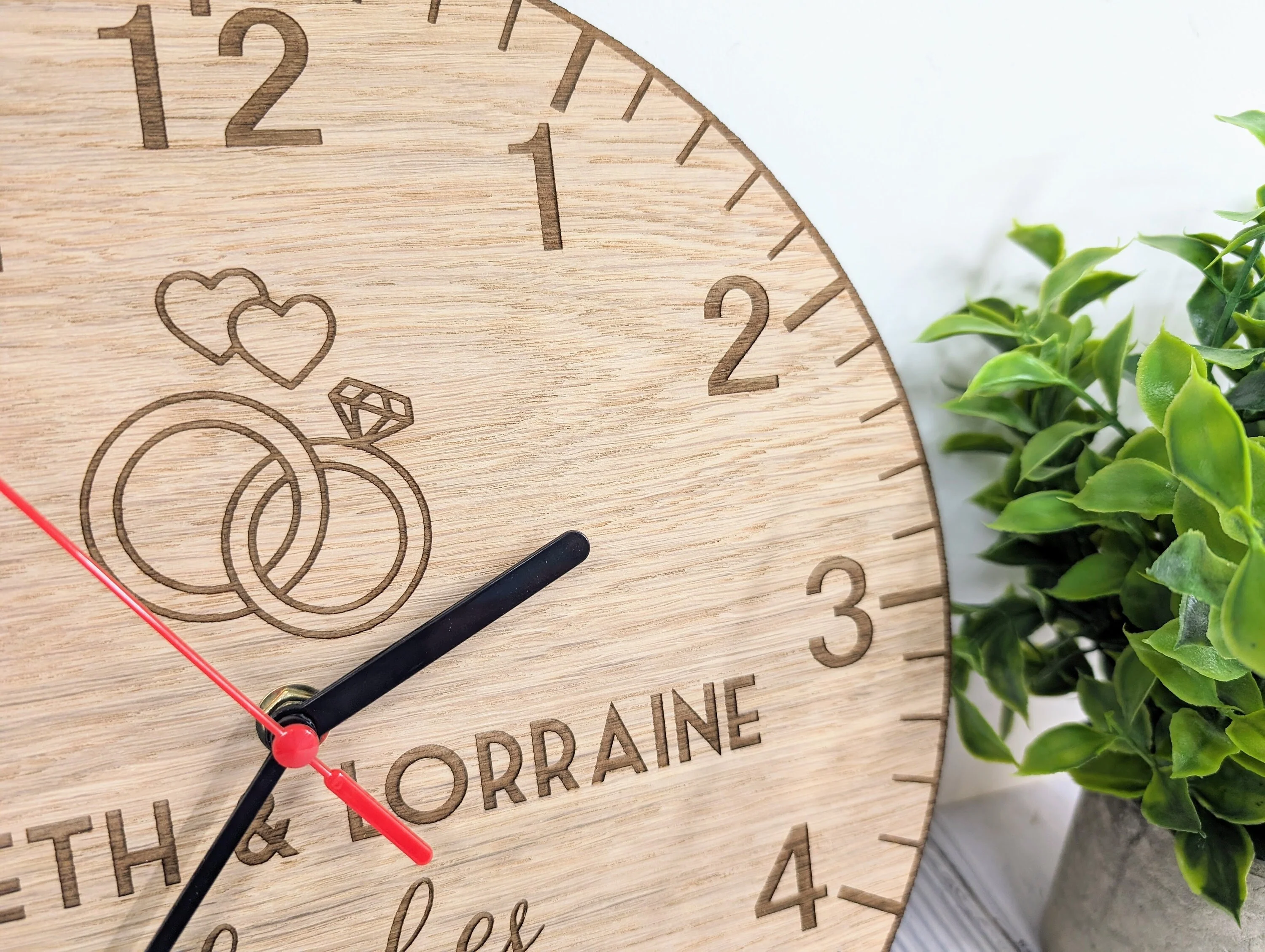 Personalised Wooden Wedding Clock – Bespoke Wedding / Anniversary Gift - Image 3