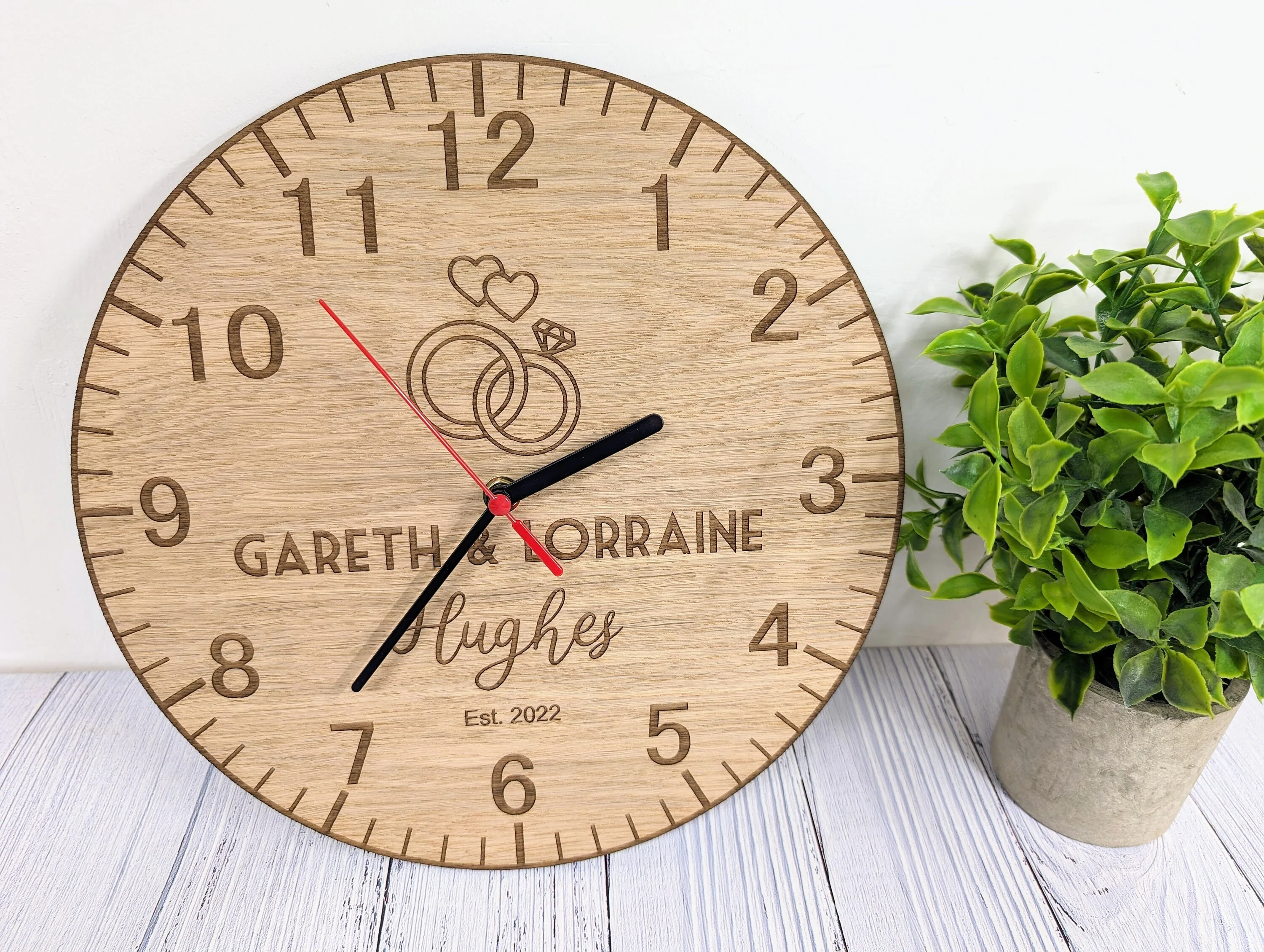 Personalised Wooden Wedding Clock – Bespoke Wedding / Anniversary Gift - Image 4