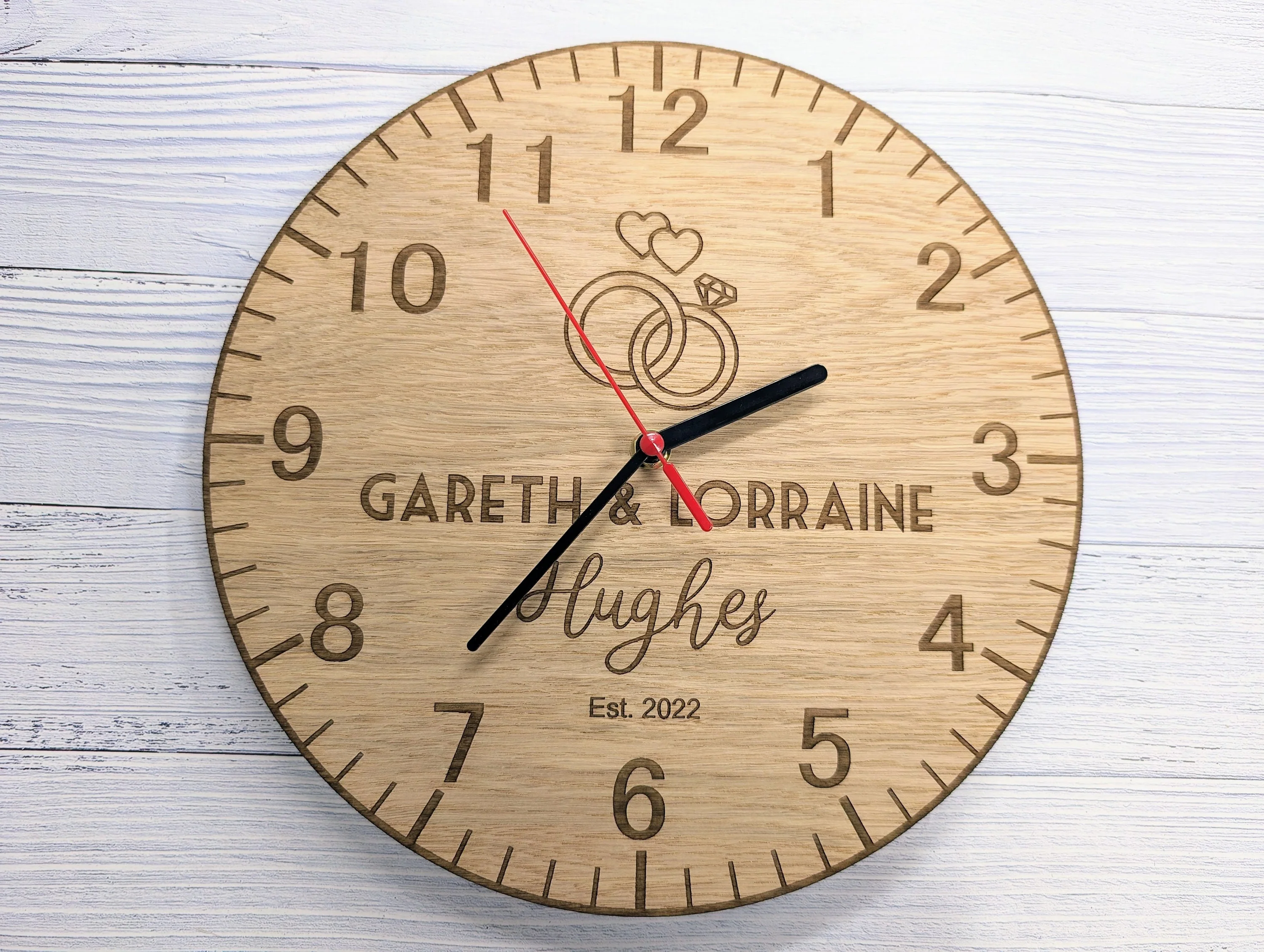Personalised Wooden Wedding Clock – Bespoke Wedding / Anniversary Gift - Image 6