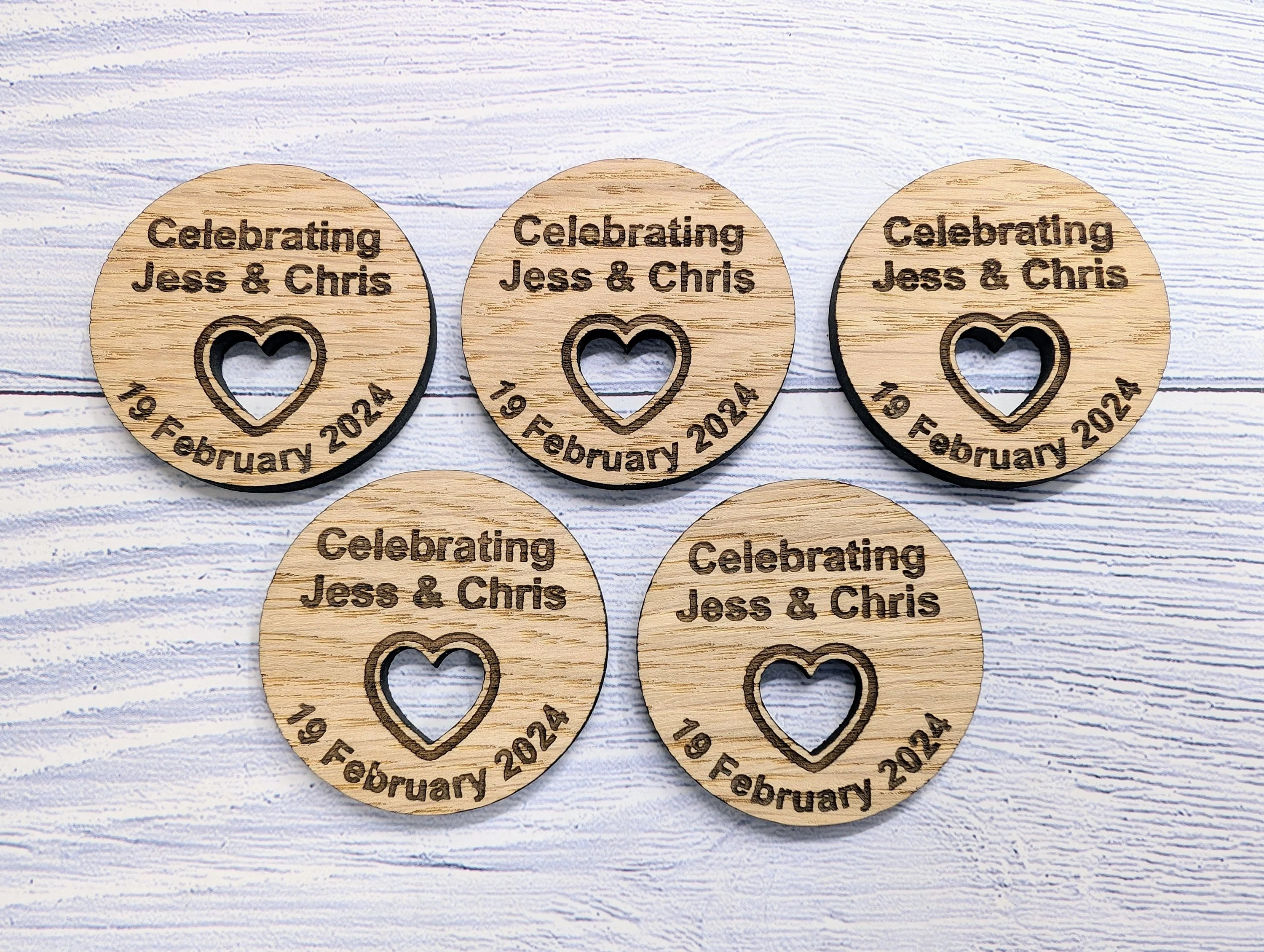 Personalised Wooden Wedding Favour Discs, Unique Table Favours - Image 4