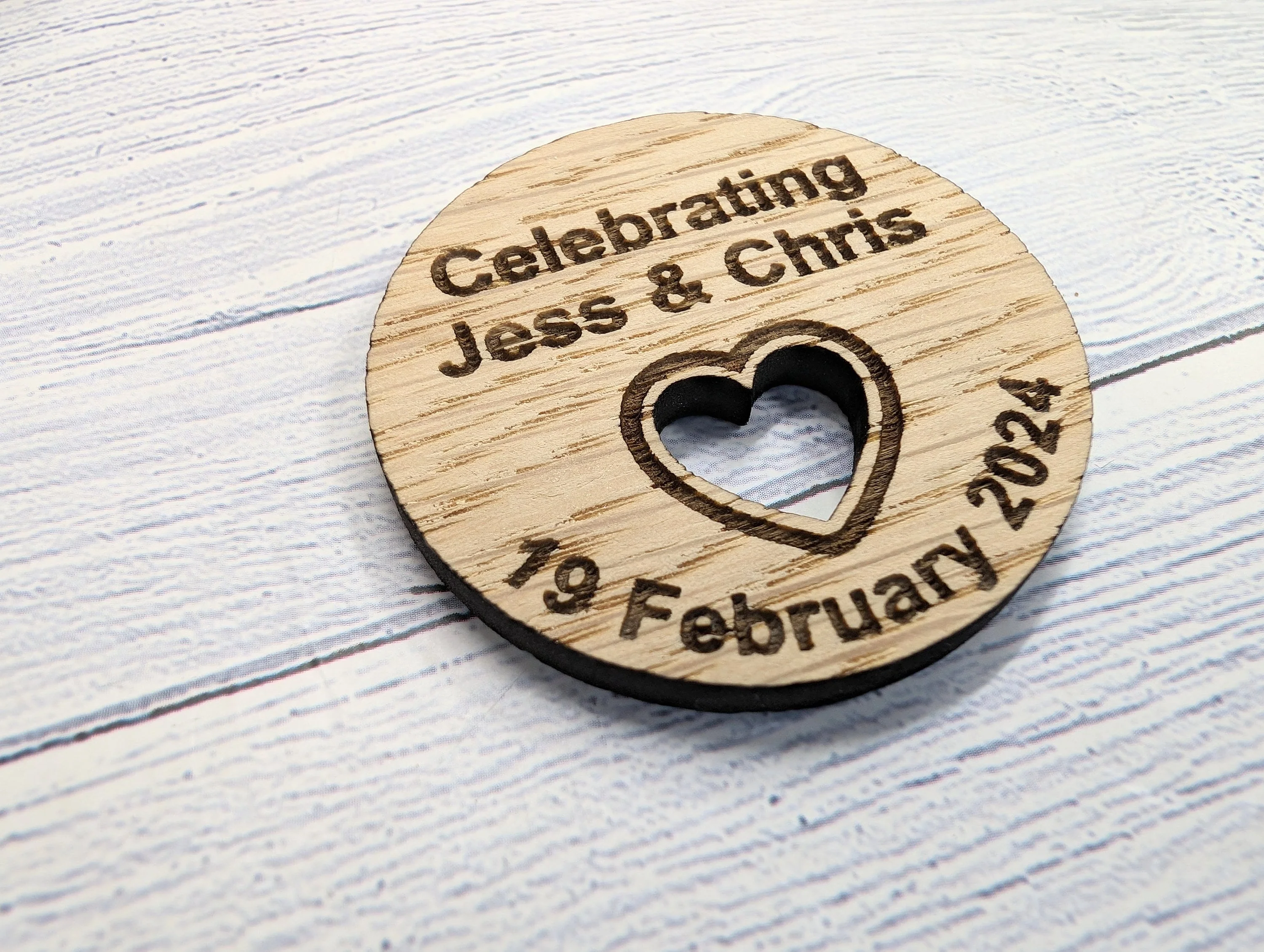 Personalised Wooden Wedding Favour Discs, Unique Table Favours - Image 5