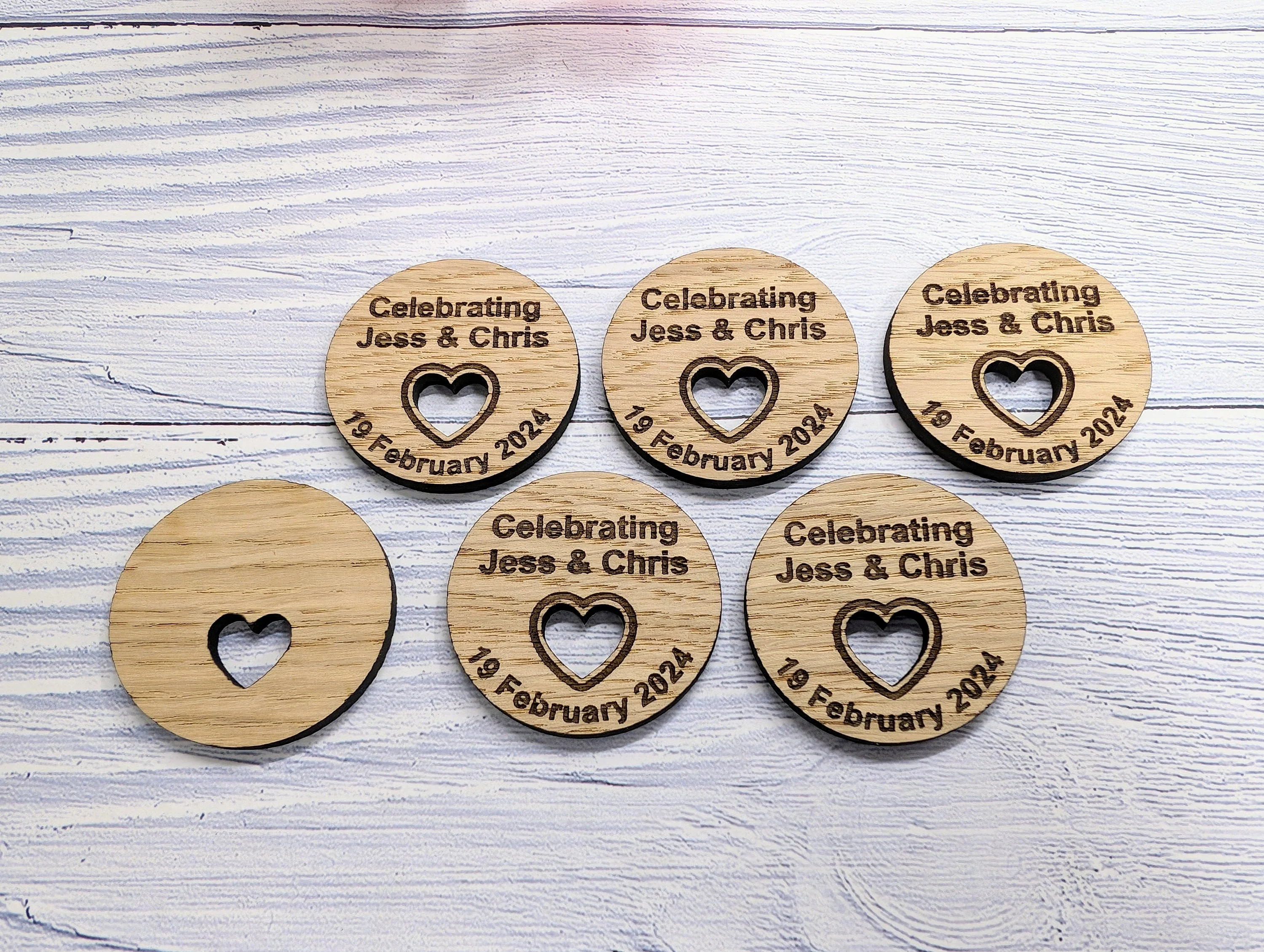 Personalised Wooden Wedding Favour Discs, Unique Table Favours - Image 6