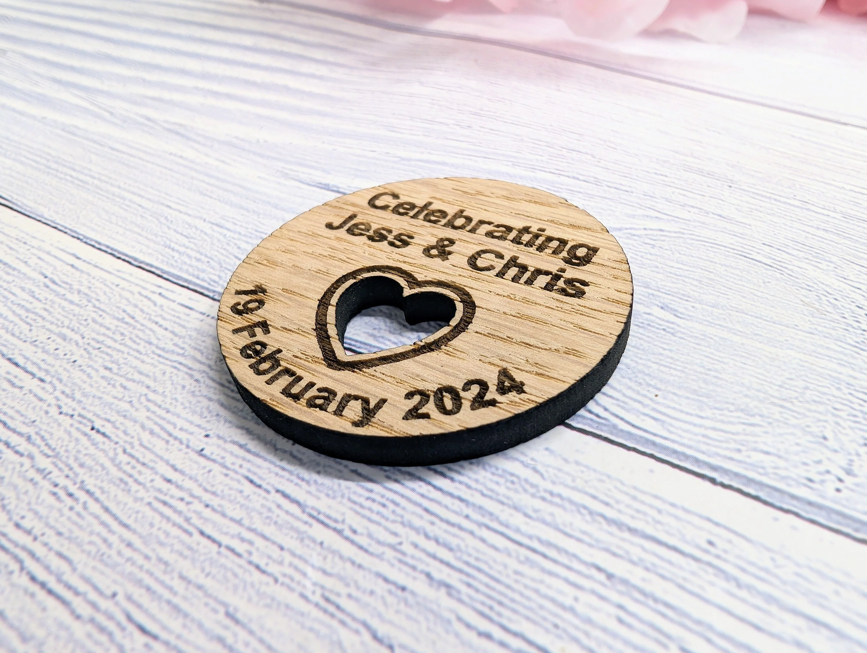 Personalised Wooden Wedding Favour Discs, Unique Table Favours - Image 8