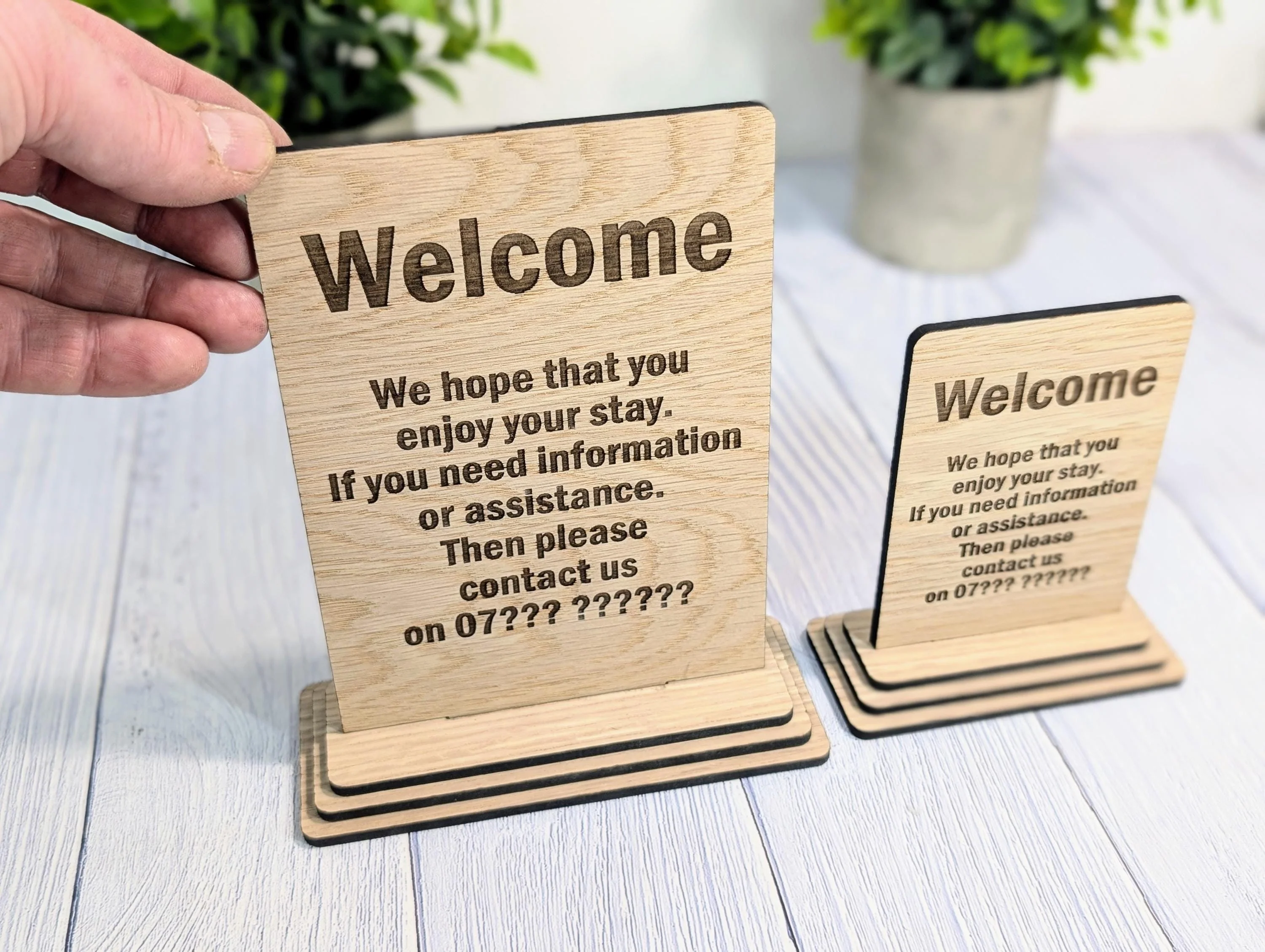 Personalised Wooden Welcome Sign – Perfect for Your Home, Rental Properties, Holiday Homes, B&Bs | Wood Table Signage | Two Sizes - Image 2