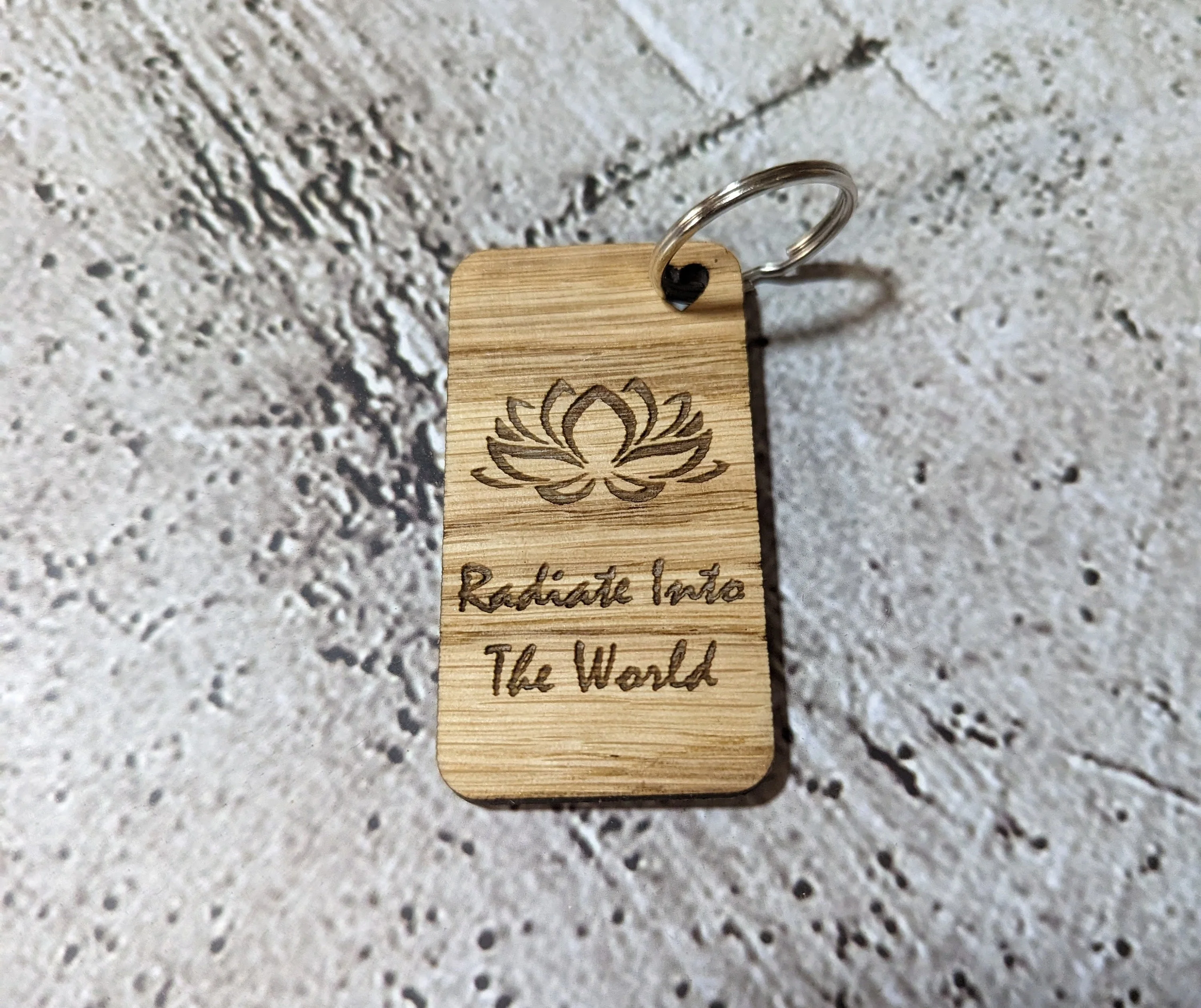Personalised Yoga Keyrings, Engraved Wooden Lotus Flower & Namaste Keyrings - Image 9