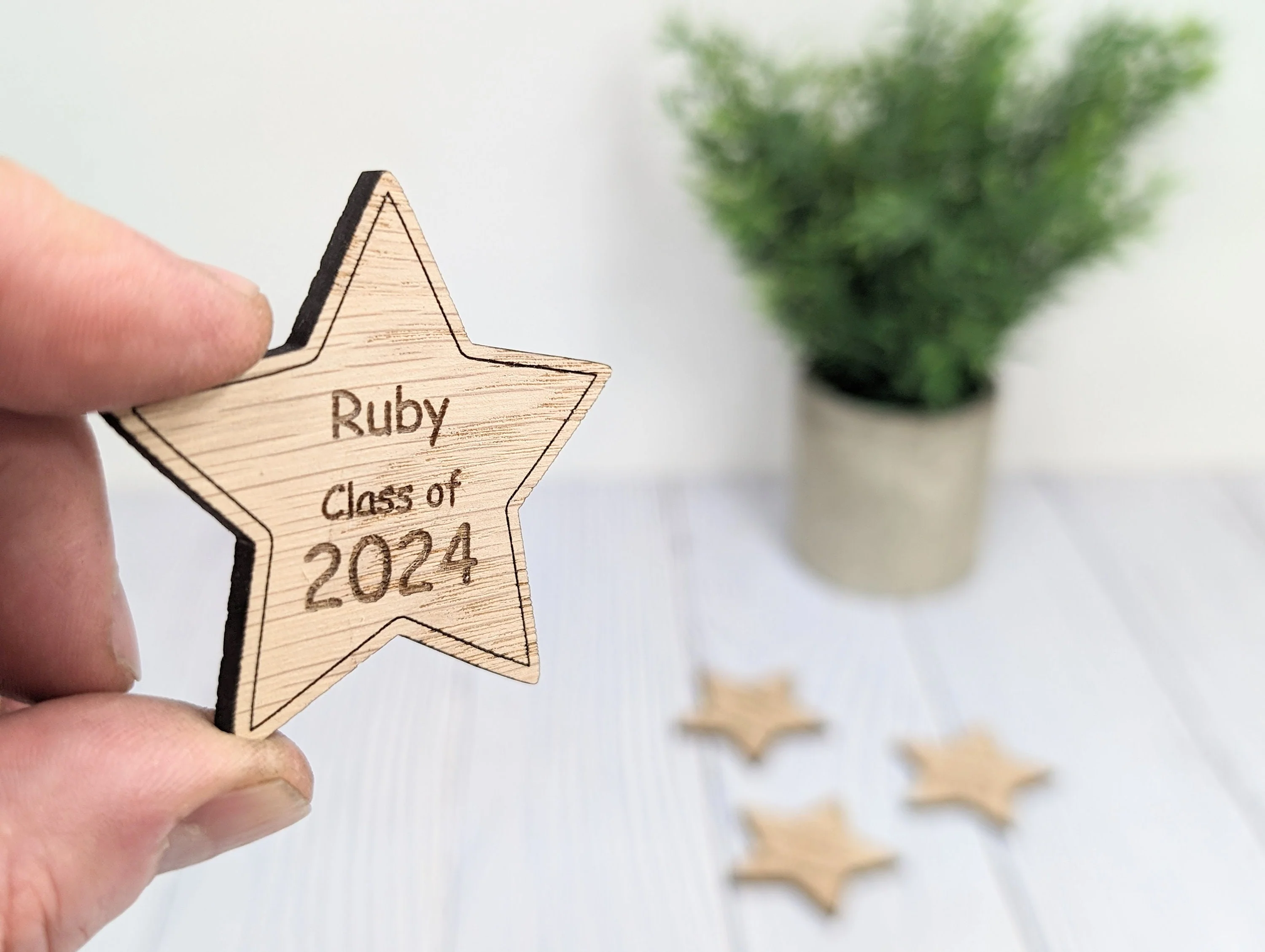 Personalised 'You're a Star - Class of xx' Wood Hug Token - Wooden Student Gift, End of Year - Custom Name Engraved - Eco Gift for Students - Image 8