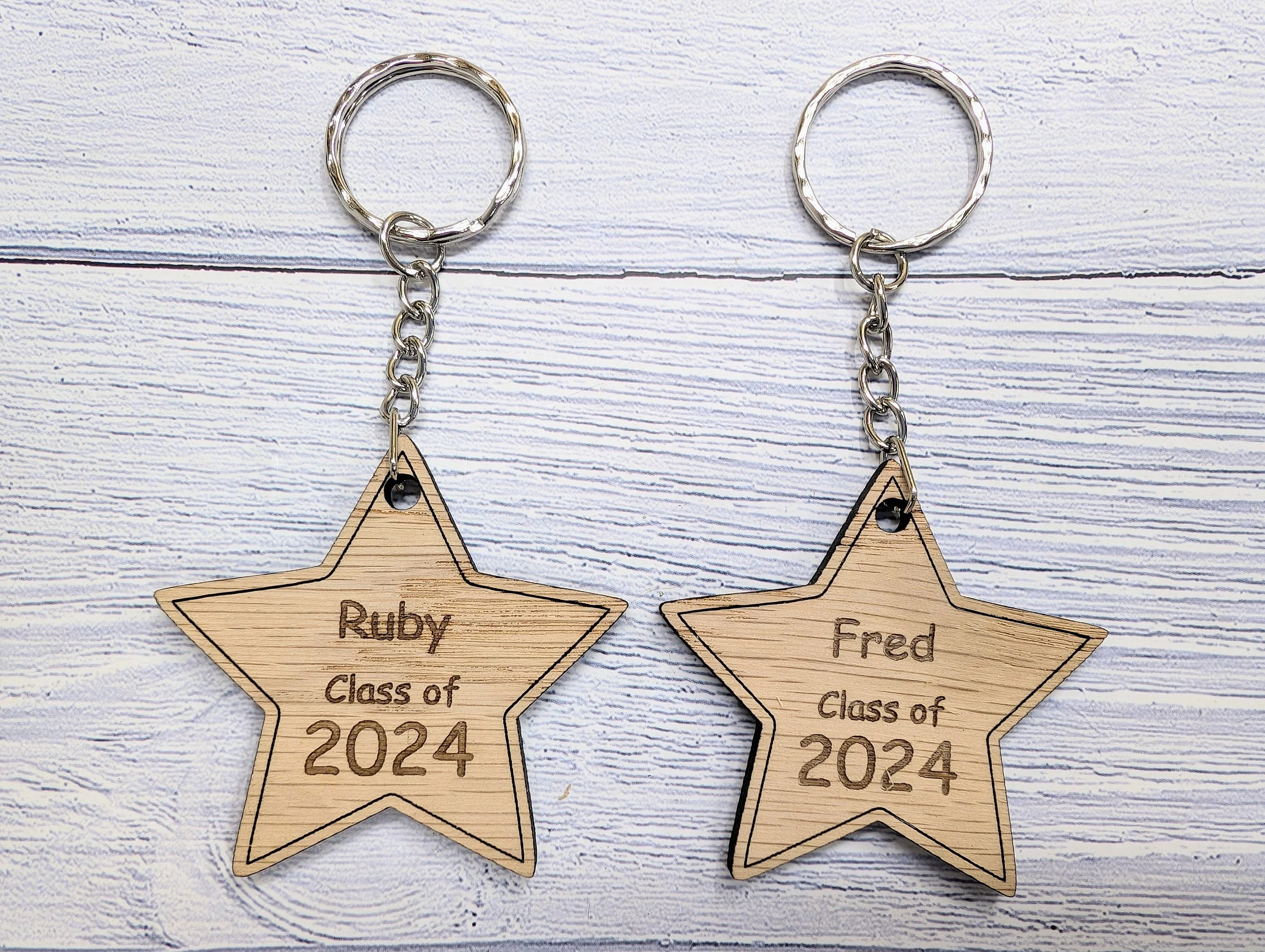 Personalised 'You're a Star - Class of xx' Wood Keyring - Wooden Student Gift, End of Year - Custom Name Engraved - Eco Gift for Students - Image 6