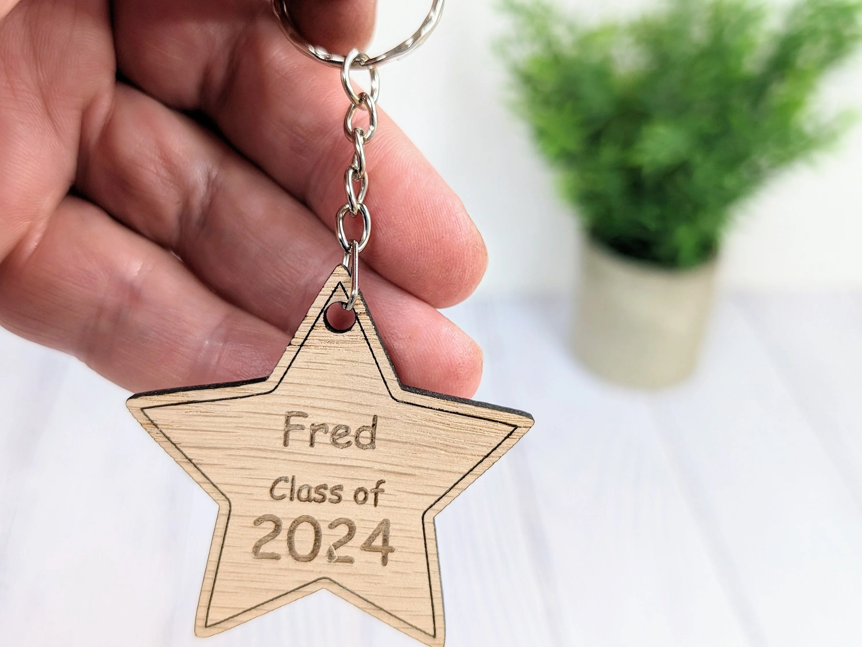 Personalised 'You're a Star - Class of xx' Wood Keyring - Wooden Student Gift, End of Year - Custom Name Engraved - Eco Gift for Students - Image 9