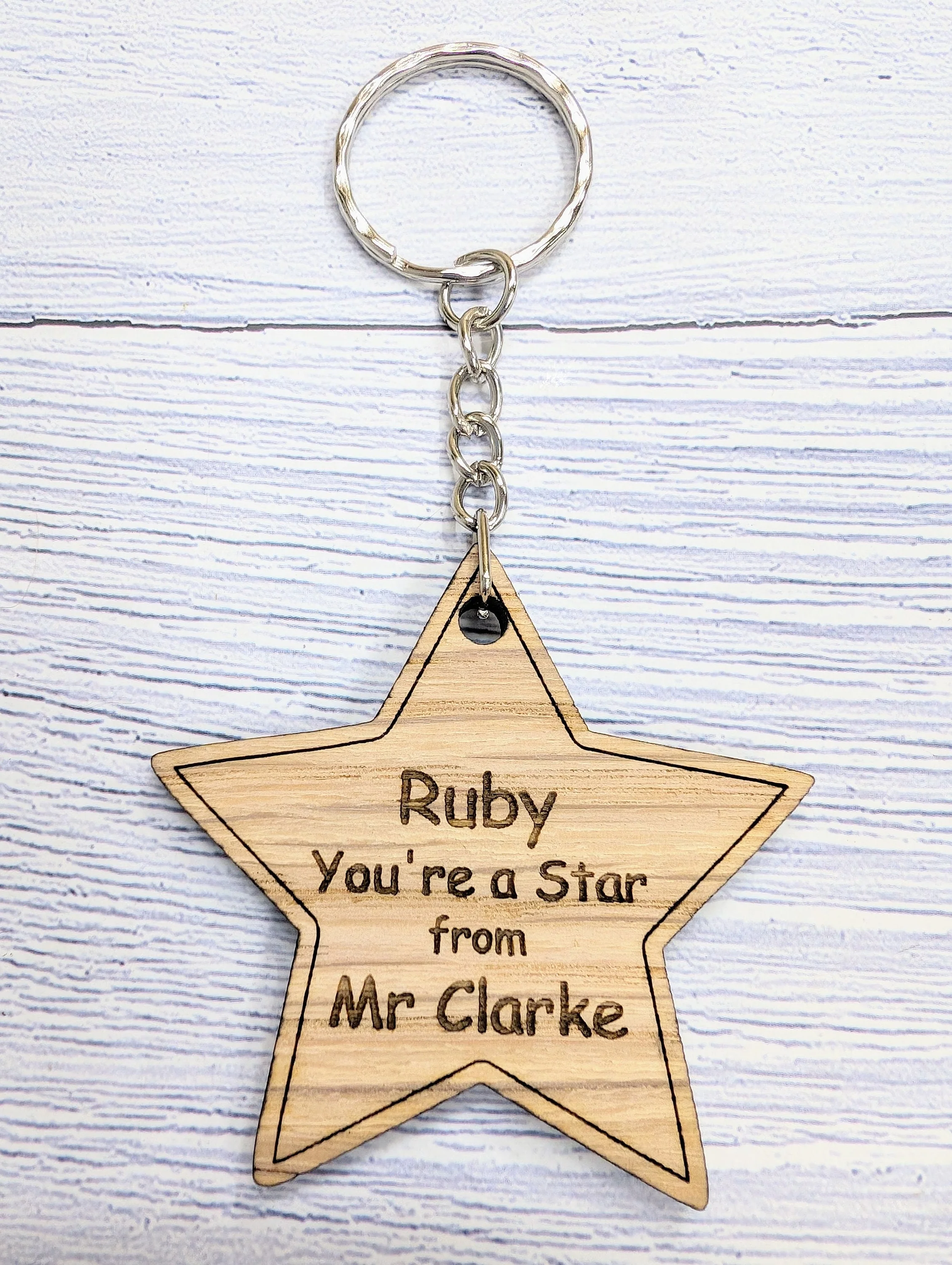 Personalised 'You're a Star' Keyring - Wooden Student Gift, End of Year - Custom Name Engraved - Ideal Gift for Students from Teachers - Image 5
