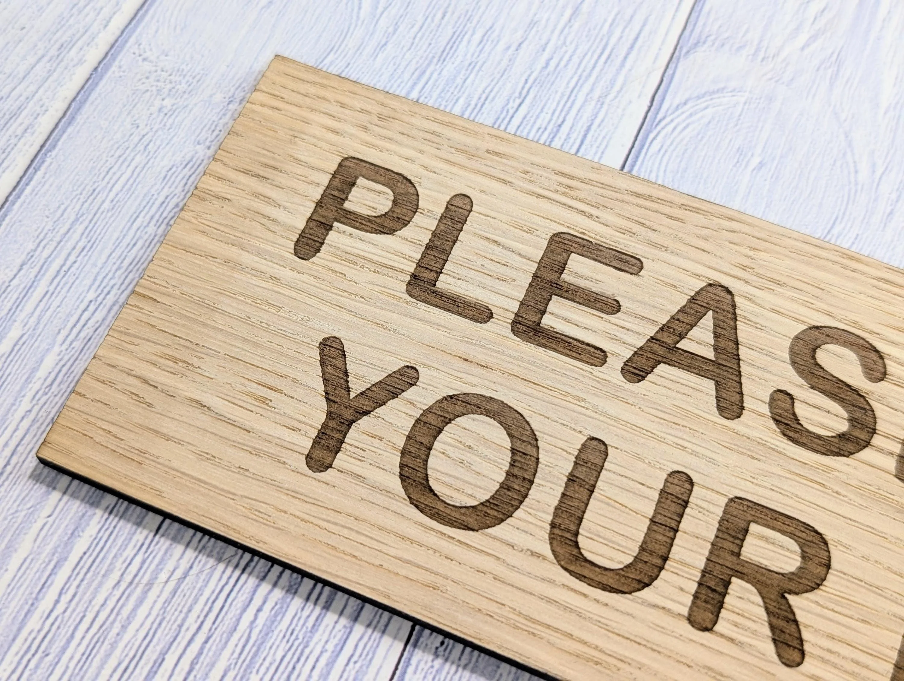 Please Mind Your Head Sign – Personalised Wooden Door Sign | Custom Text Oak Veneer Wall Plaque | Home Office Shed Stairs Beam Decor - Image 6