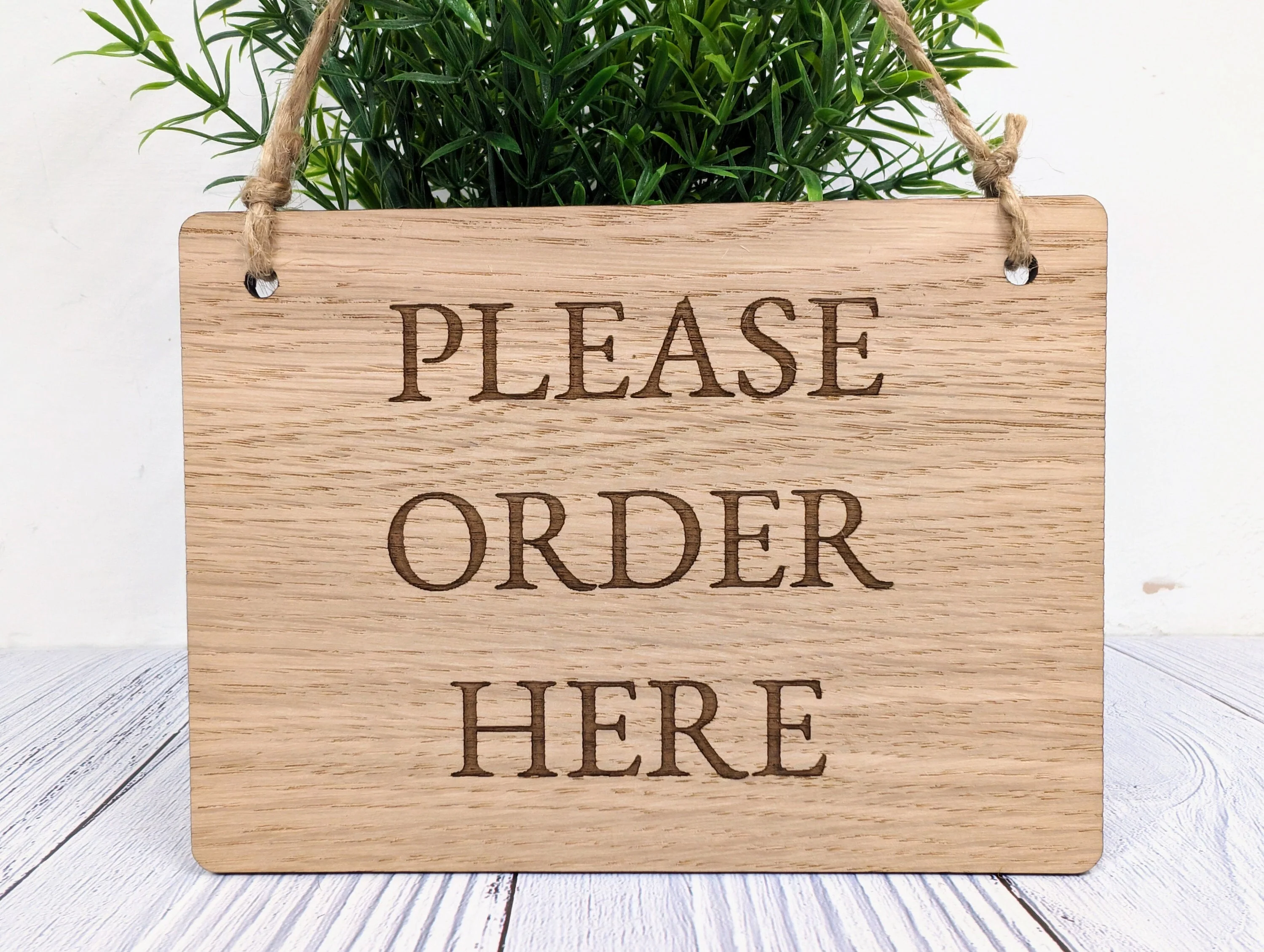 Please Order Here, Wooden Sign | Oak Veneer | Business Signage | Point of Sale Decor | Handcrafted in the UK