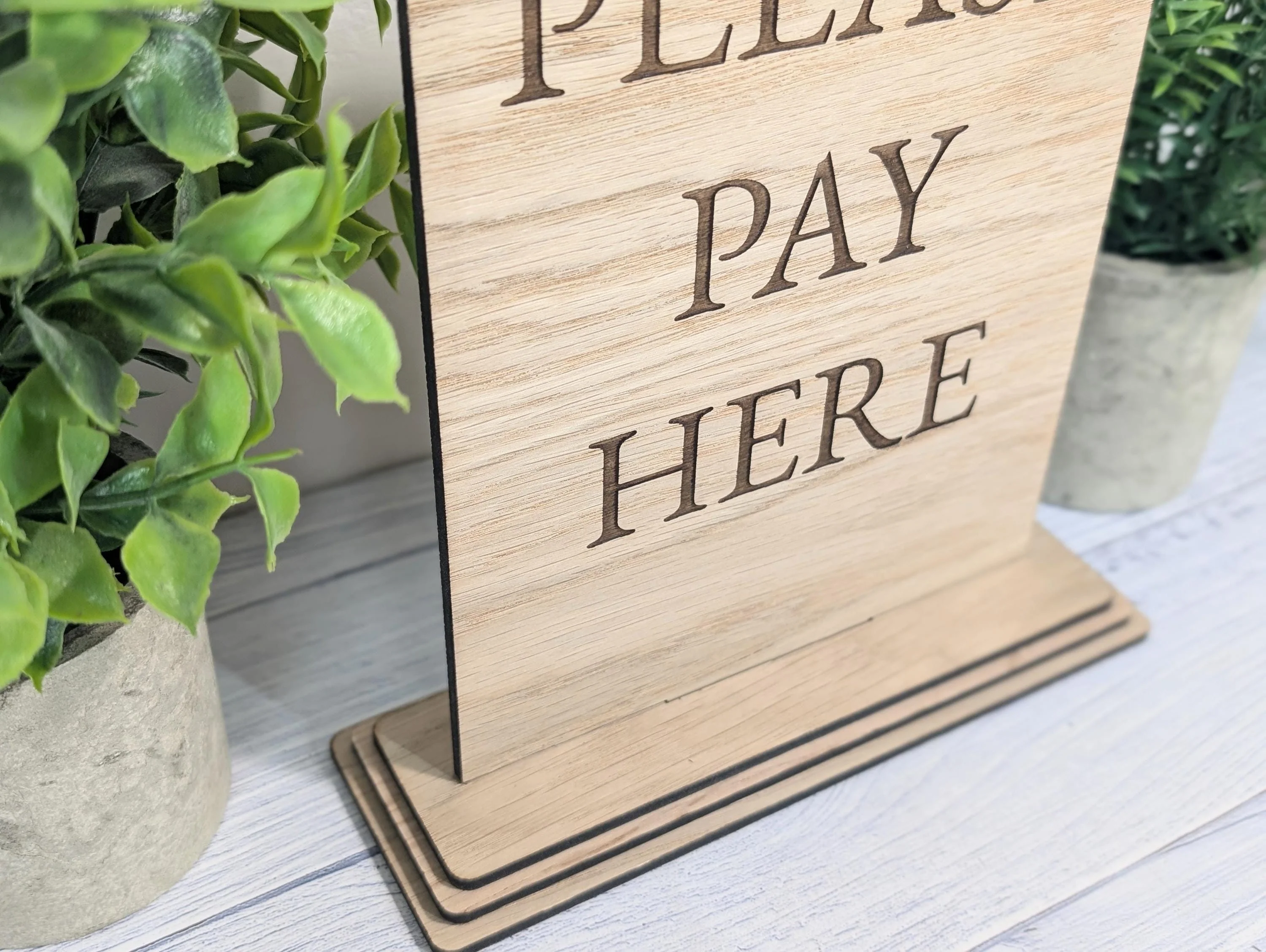 Please Pay Here | Personalised Wooden Signs - Custom Text, Freestanding with Removable Base, XL Size, Table Signage Extra Large - Image 5