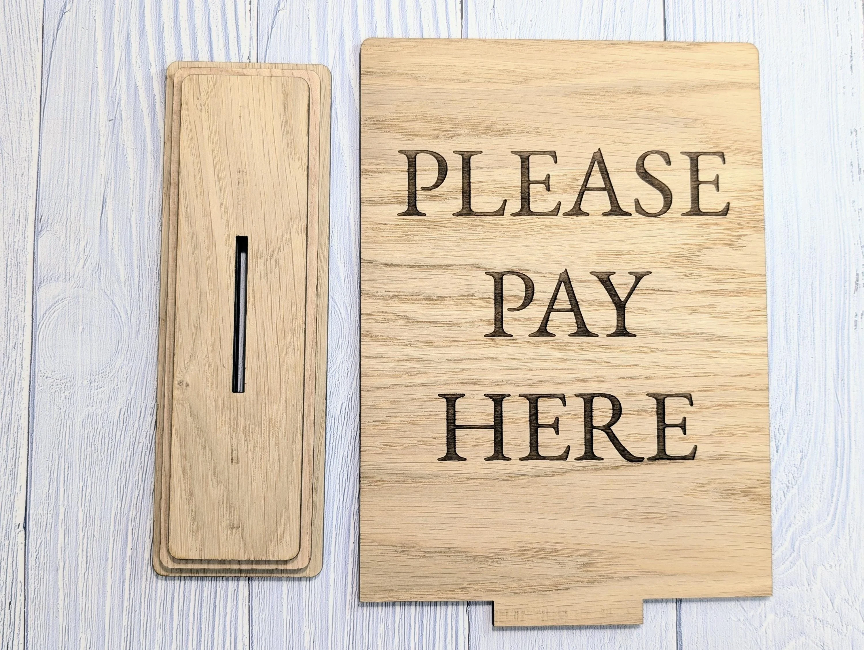 Please Pay Here | Personalised Wooden Signs - Custom Text, Freestanding with Removable Base, XL Size, Table Signage Extra Large - Image 6