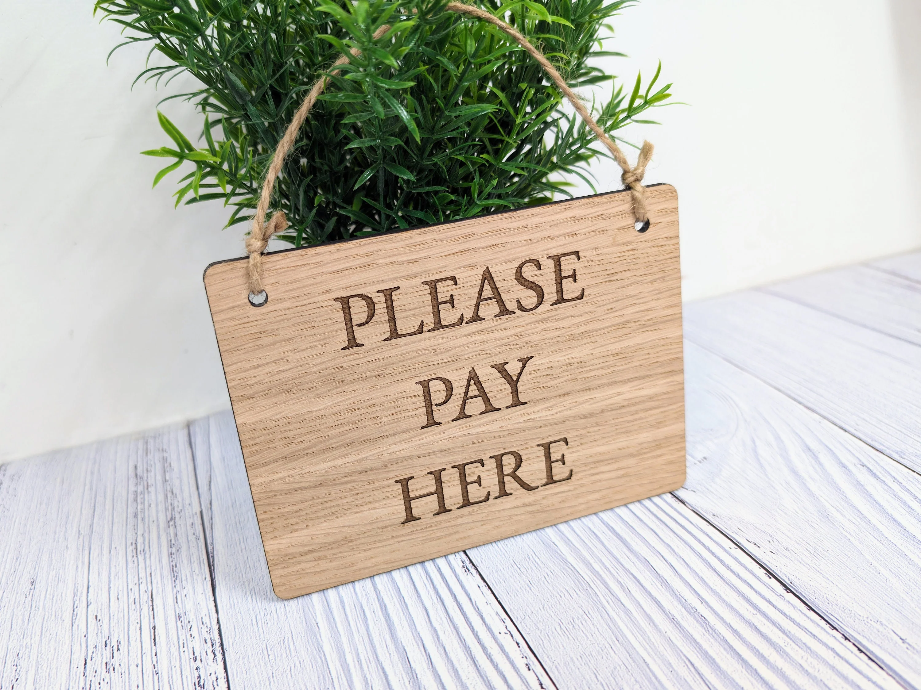Please Pay Here | Wooden Sign | Oak Veneer | Business Signage | Point of Sale Decor | Handcrafted in the UK - Image 2