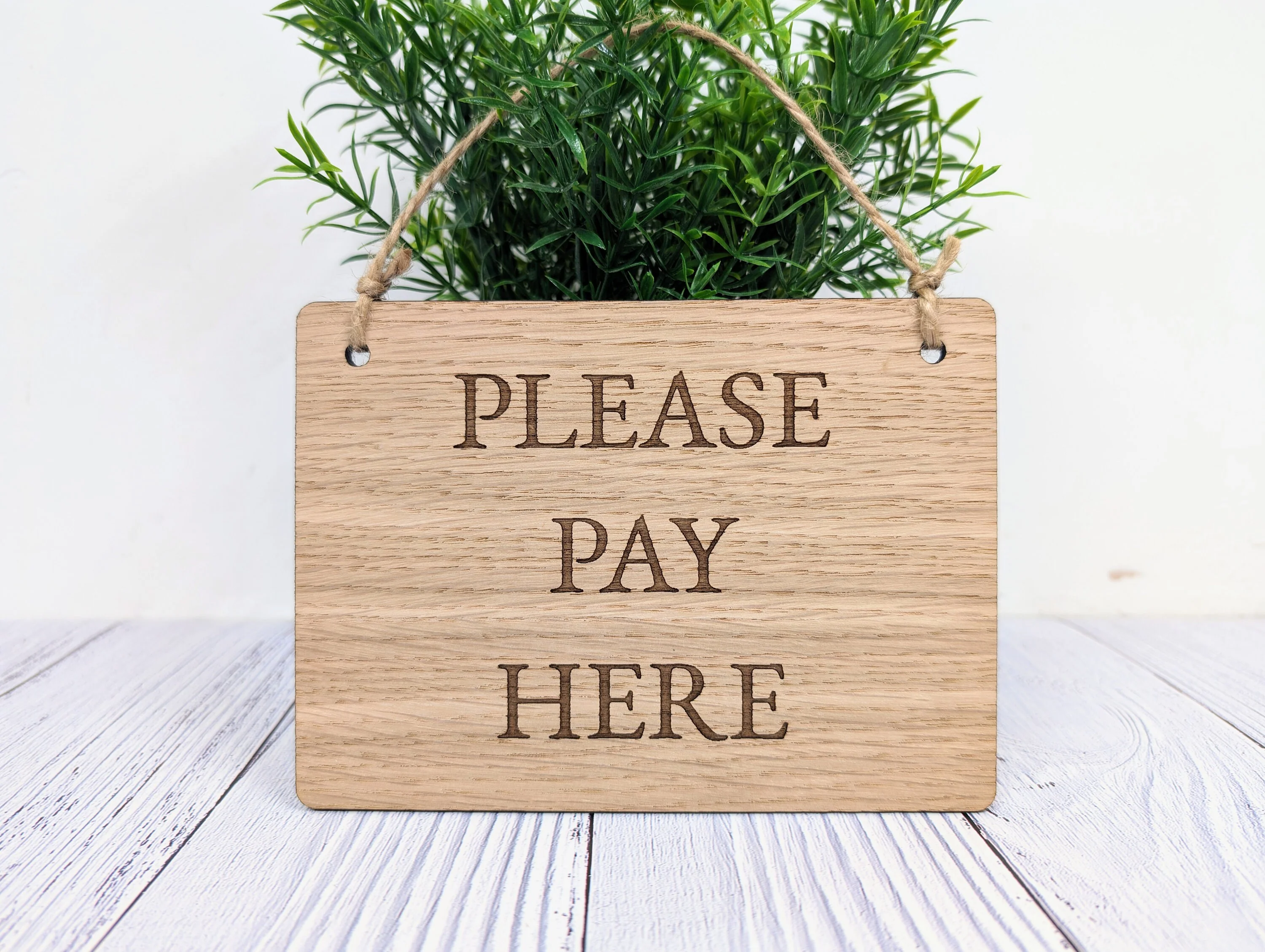Please Pay Here | Wooden Sign | Oak Veneer | Business Signage | Point of Sale Decor | Handcrafted in the UK - Image 4