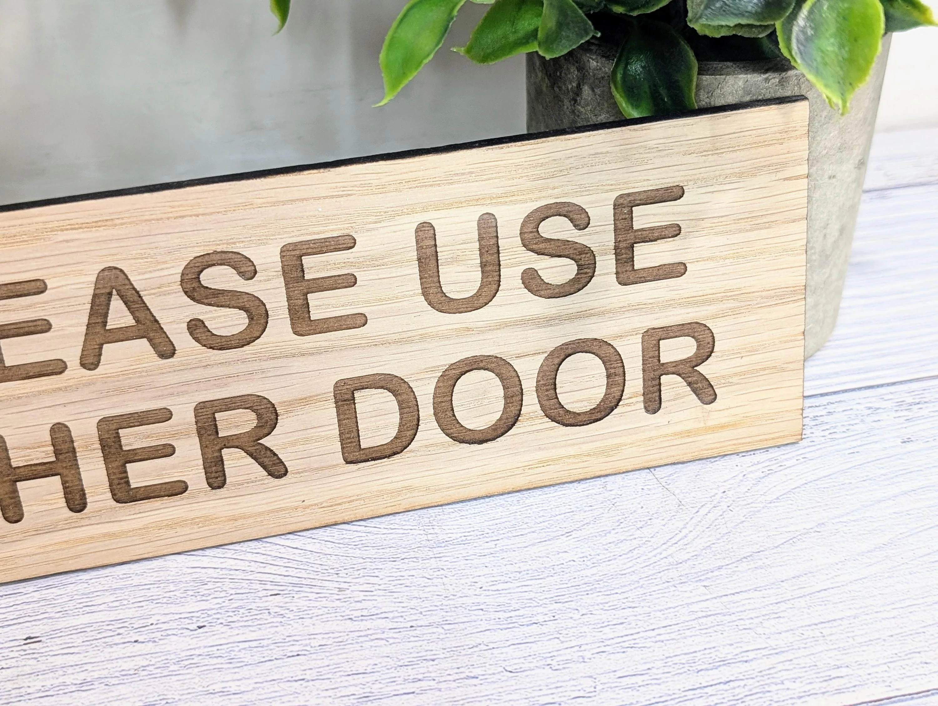 Please Use Other Door Sign – Personalised Wooden Door Sign | Custom Text Oak Veneer Wall Plaque | Private Shop Cafe Warehouse Office Signage - Image 5