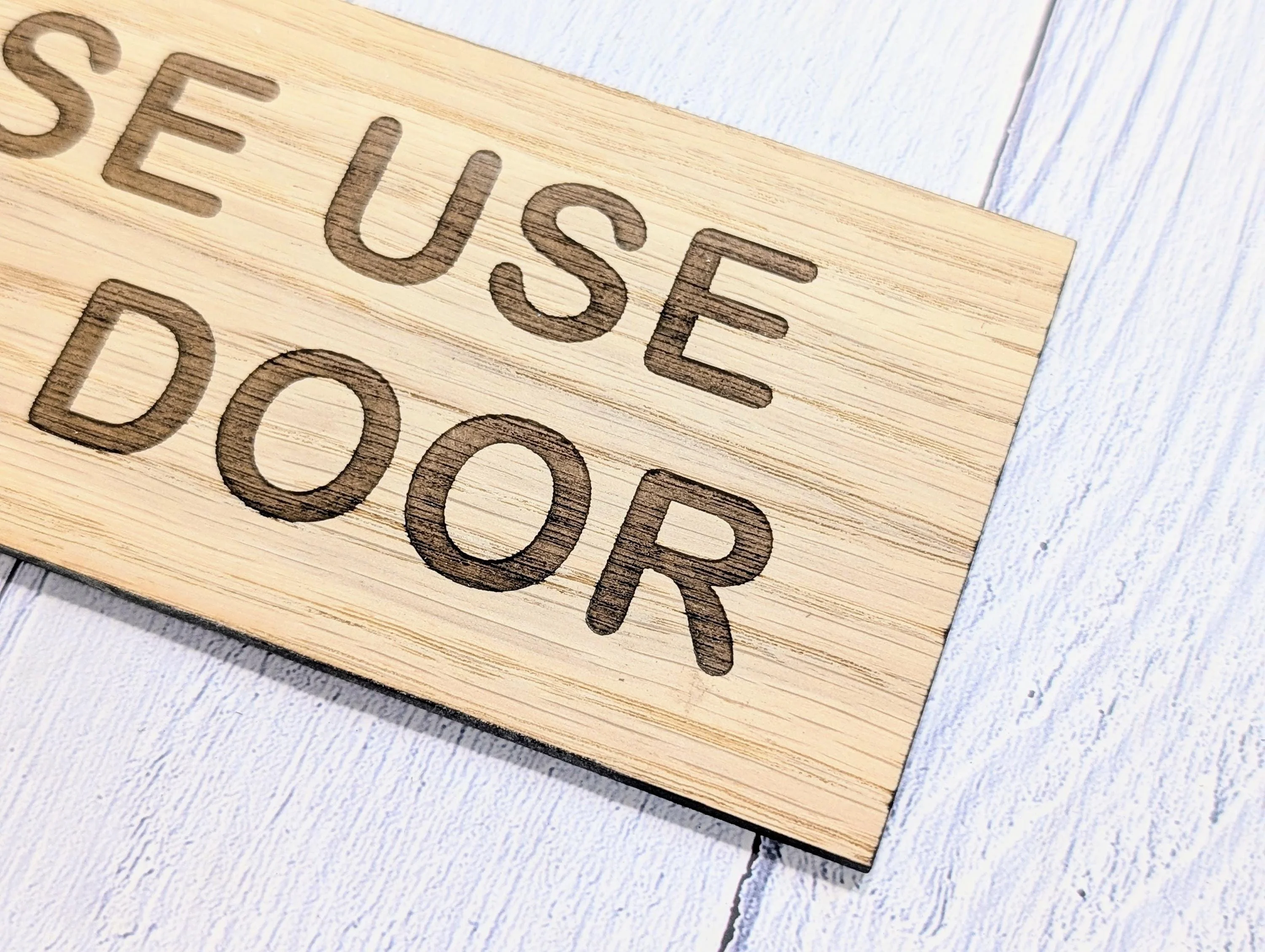 Please Use Other Door Sign – Personalised Wooden Door Sign | Custom Text Oak Veneer Wall Plaque | Private Shop Cafe Warehouse Office Signage - Image 8
