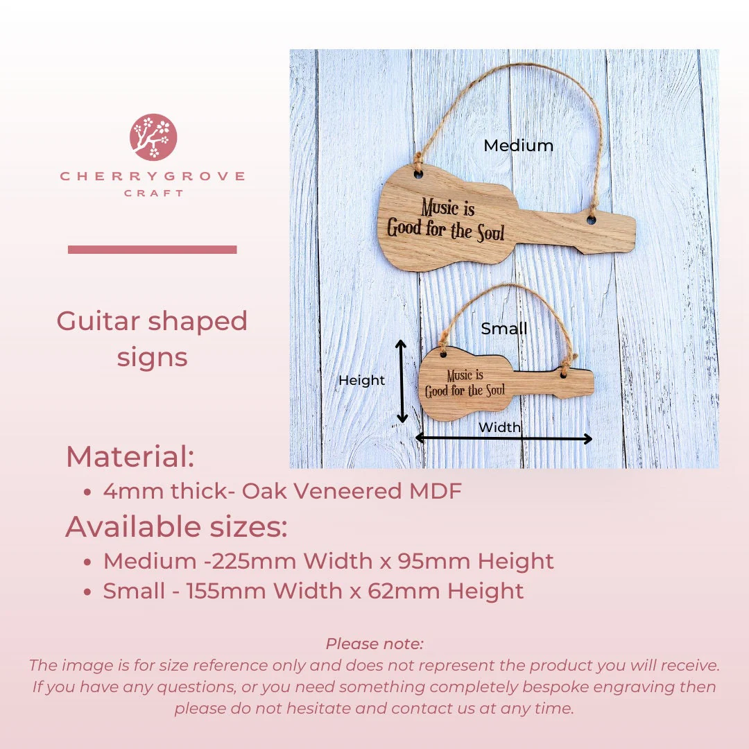 Personalised Wooden Acoustic Guitar Sign: Custom Music Gift - Image 7