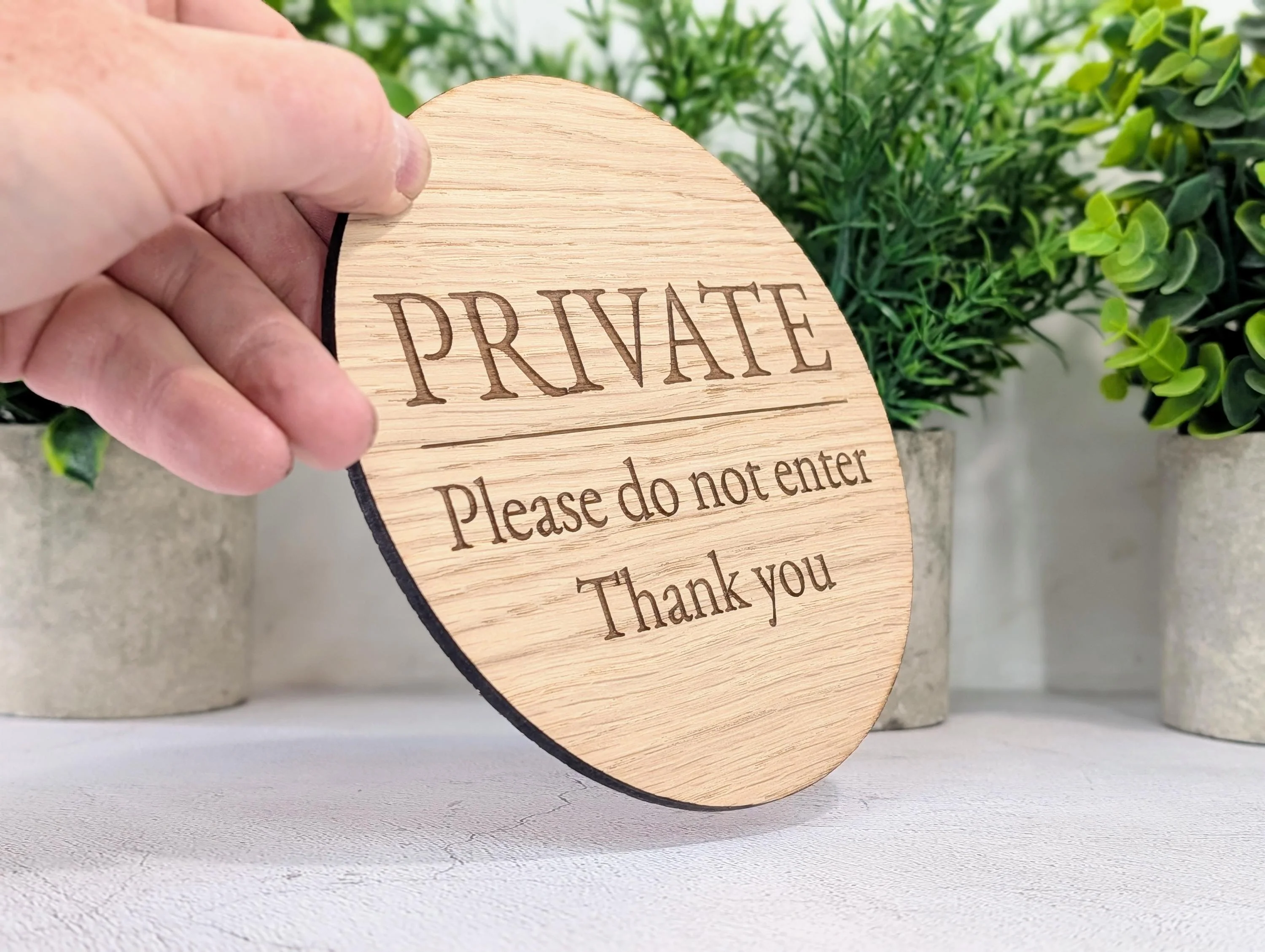 Private Do Not Enter Sign – Circular Oak Veneered Wooden Sign for Business, BnB or Home, Indoor Use Only, Handmade in Wales, Plastic-Free - Image 2