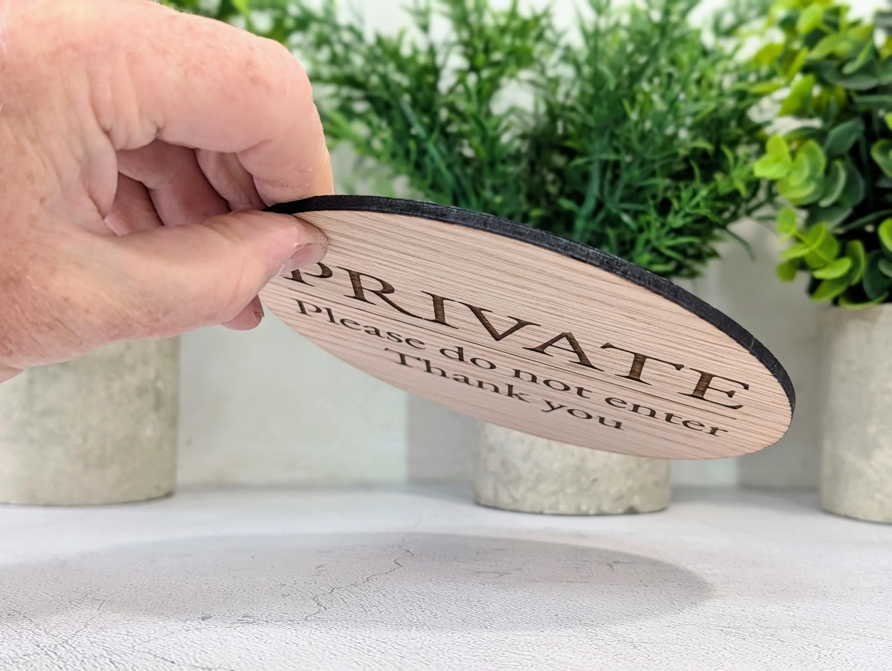 Private Do Not Enter Sign – Circular Oak Veneered Wooden Sign for Business, BnB or Home, Indoor Use Only, Handmade in Wales, Plastic-Free - Image 3
