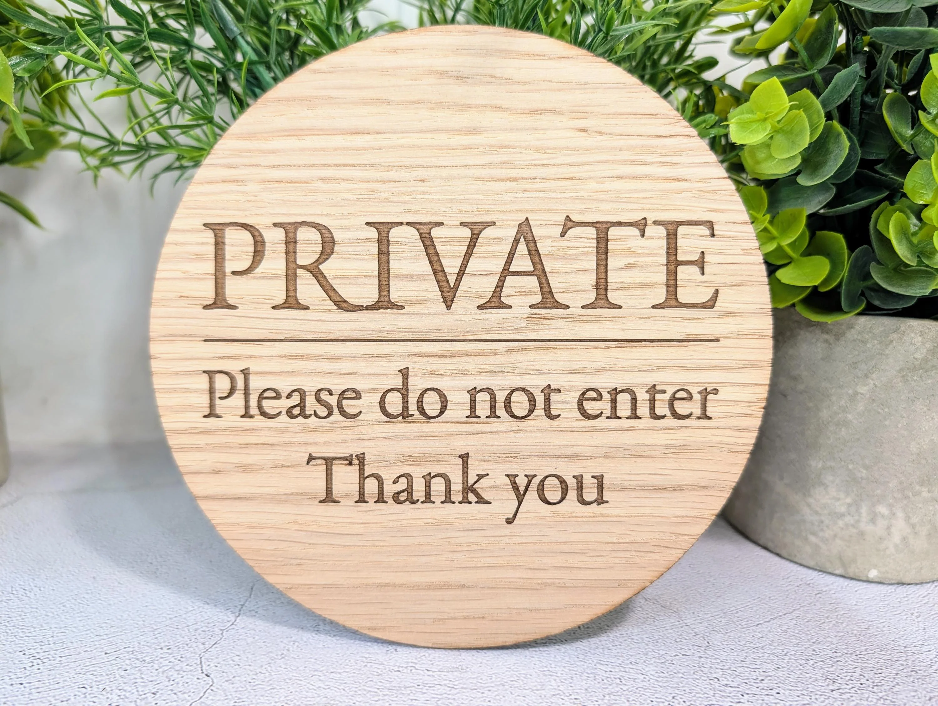 Private Do Not Enter Sign – Circular Oak Veneered Wooden Sign for Business, BnB or Home, Indoor Use Only, Handmade in Wales, Plastic-Free - Image 5
