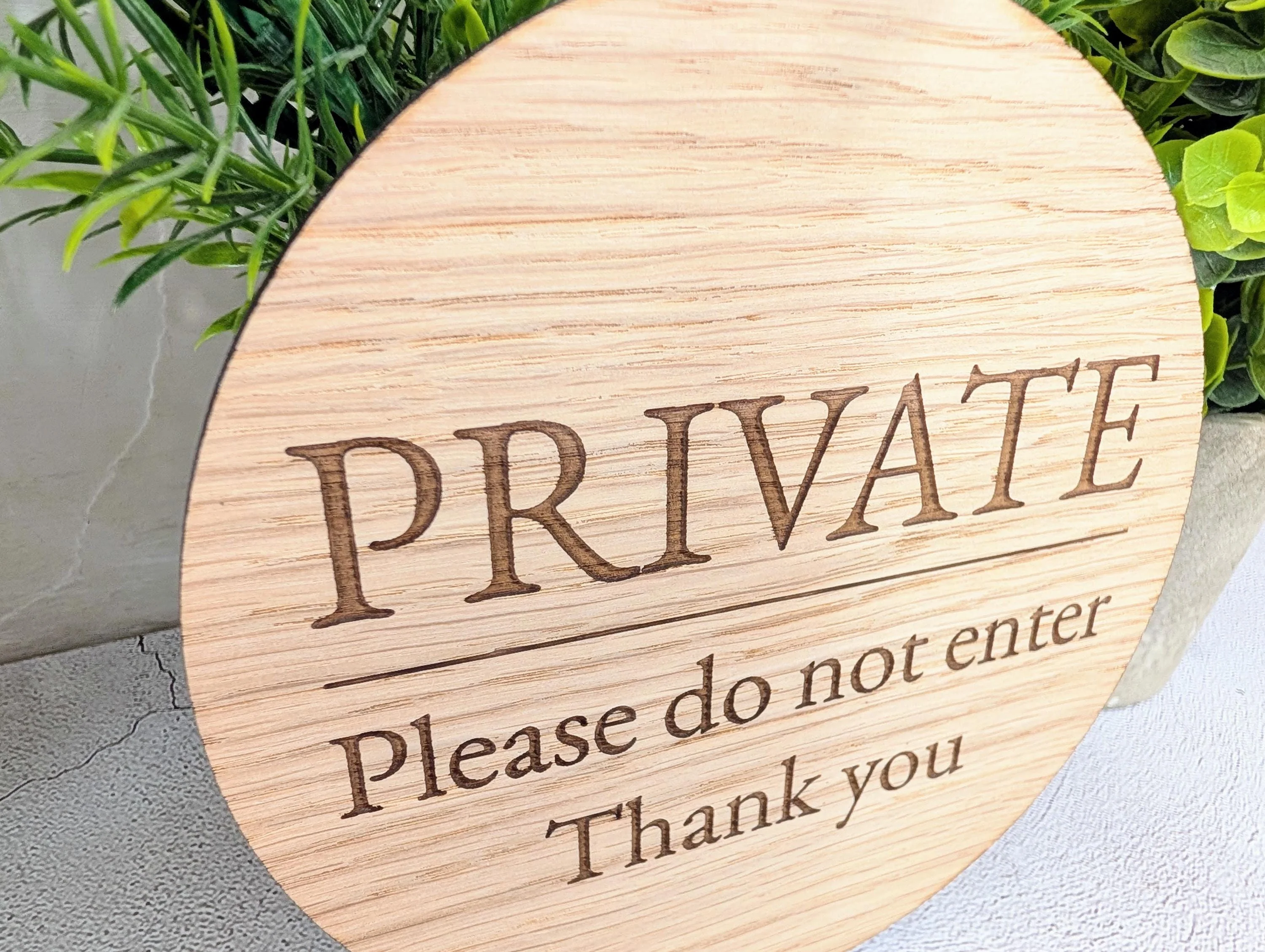 Private Do Not Enter Sign – Circular Oak Veneered Wooden Sign for Business, BnB or Home, Indoor Use Only, Handmade in Wales, Plastic-Free - Image 6