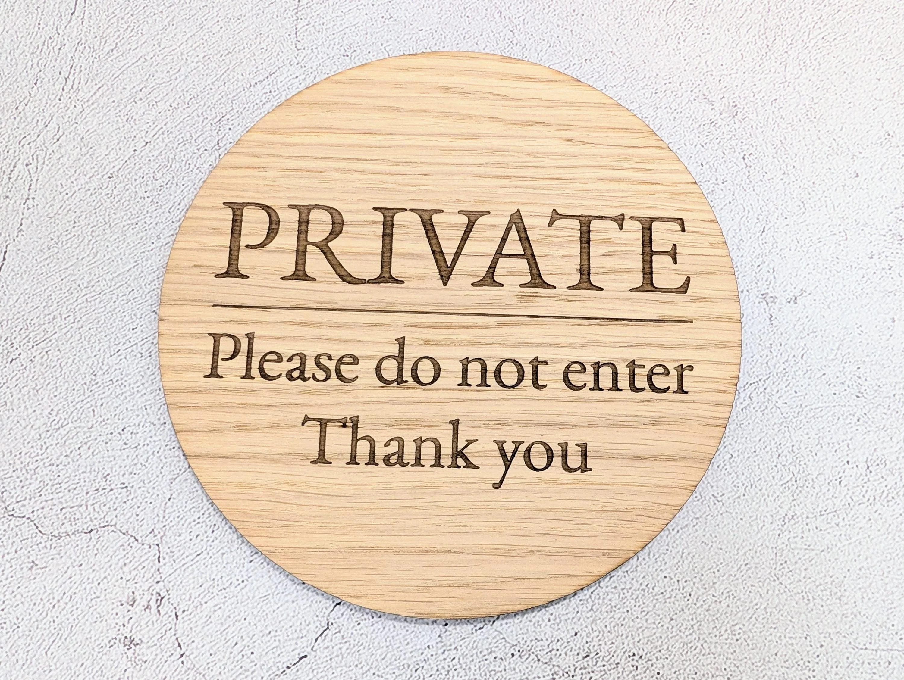 Private Do Not Enter Sign – Circular Oak Veneered Wooden Sign for Business, BnB or Home, Indoor Use Only, Handmade in Wales, Plastic-Free - Image 7