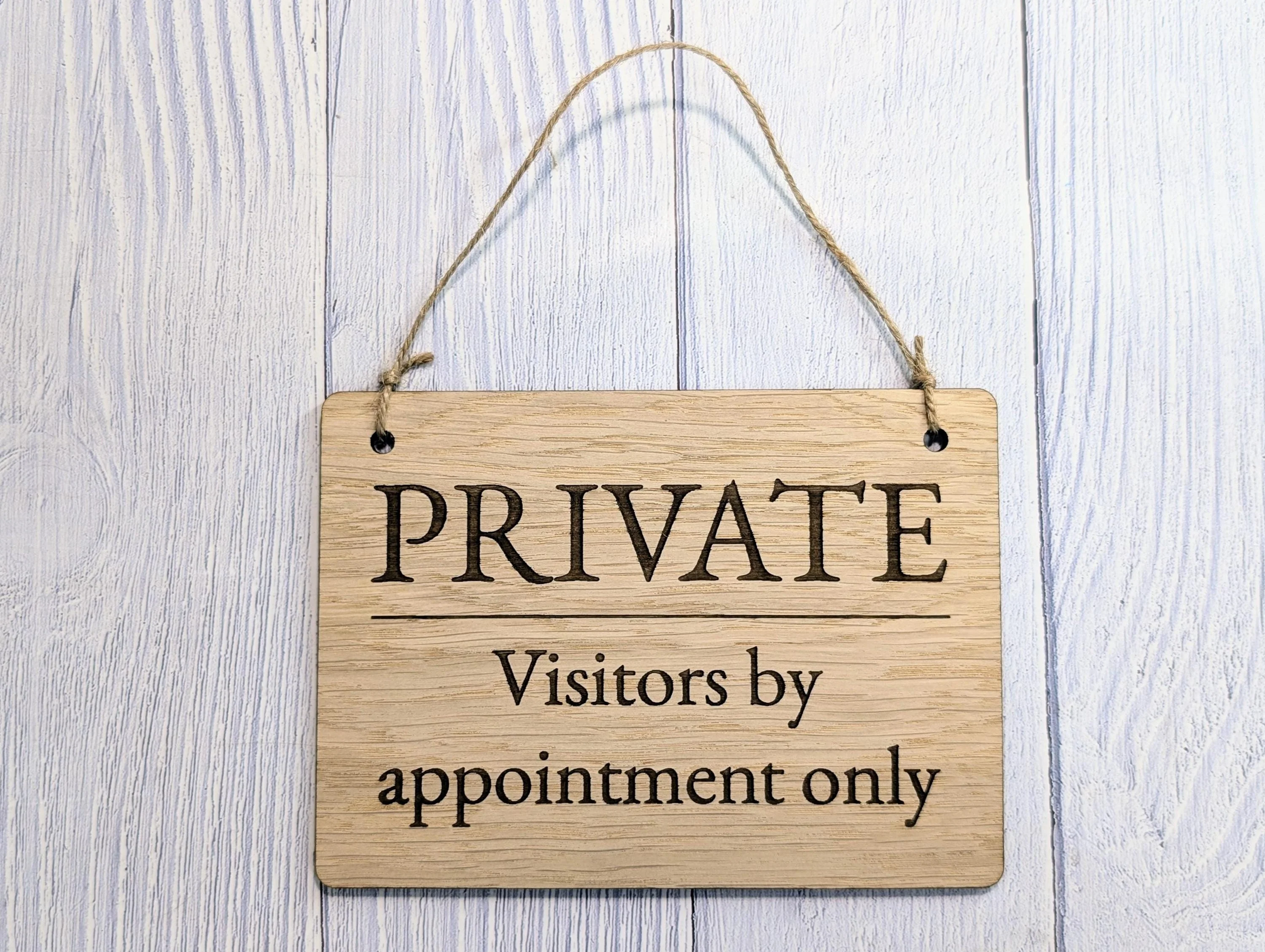 PRIVATE Visitors by Appointment Only Sign - Customisable Wooden Privacy Sign - Ideal for Home, Office, or Business - Eco-Friendly Materials - Image 4