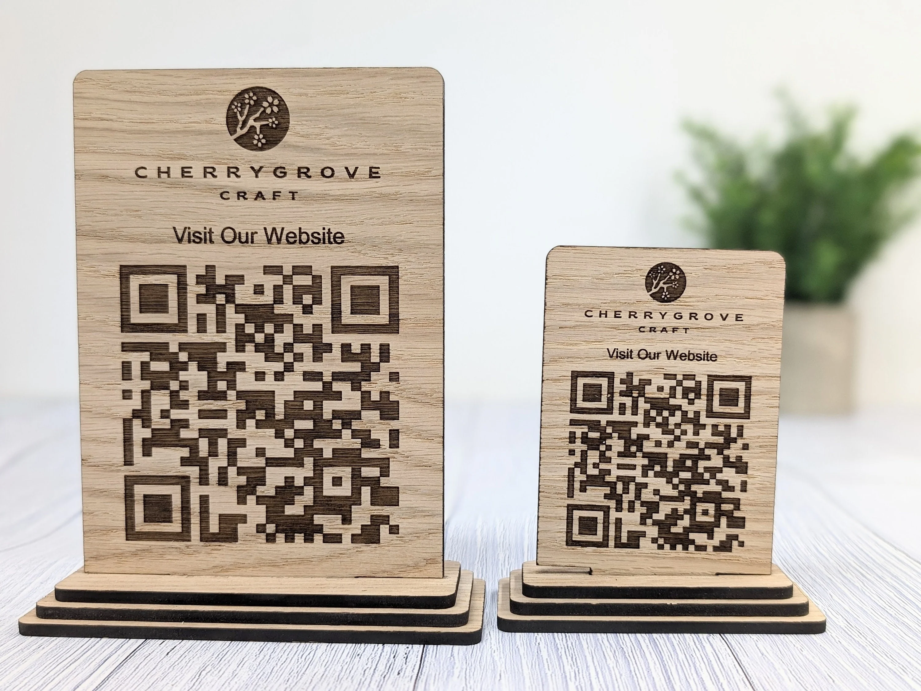 Wooden QR Code Sign | Freestanding Custom Business QR Sign with Logo - Image 3