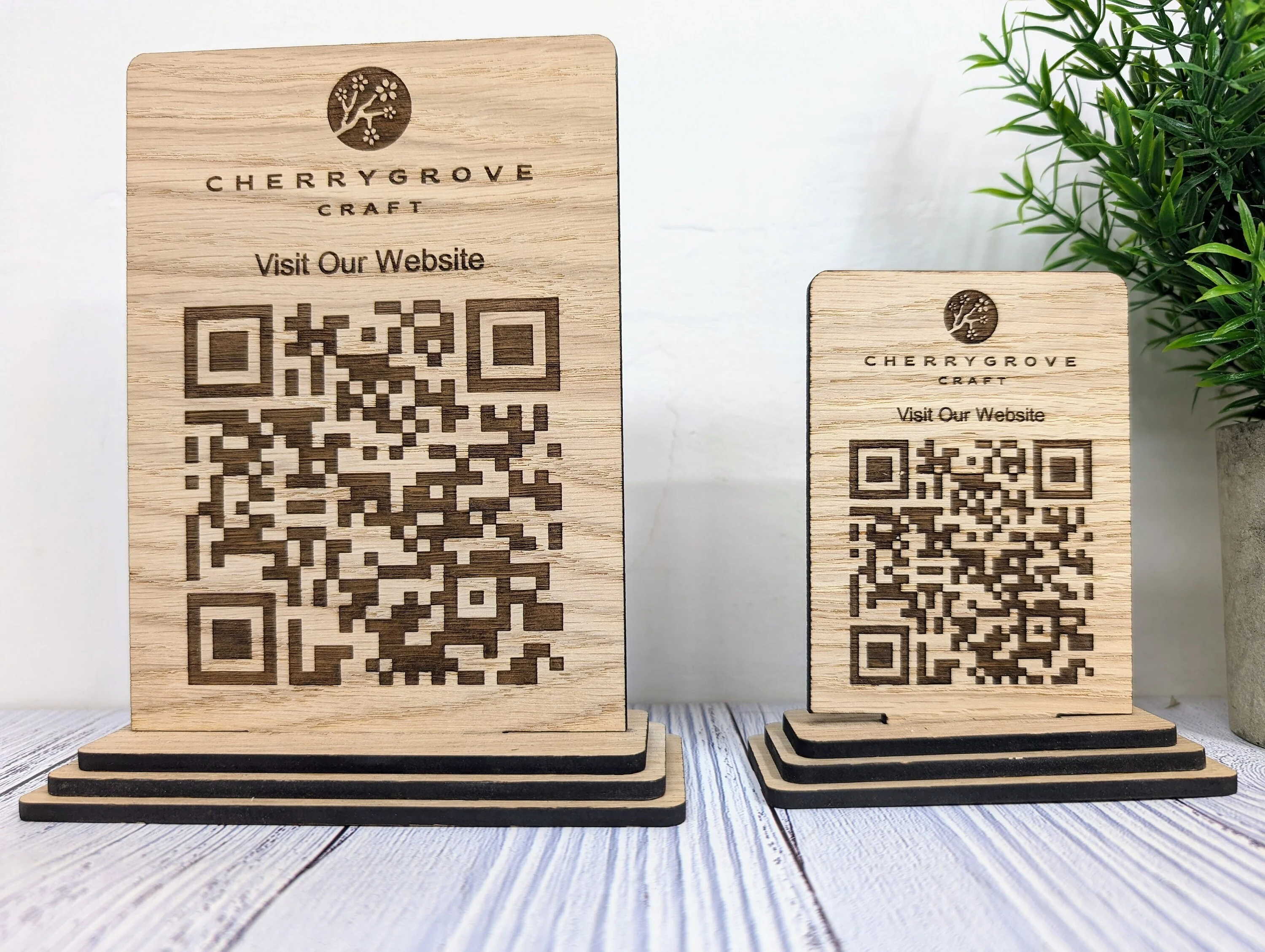 Wooden QR Code Sign | Freestanding Custom Business QR Sign with Logo - Image 6