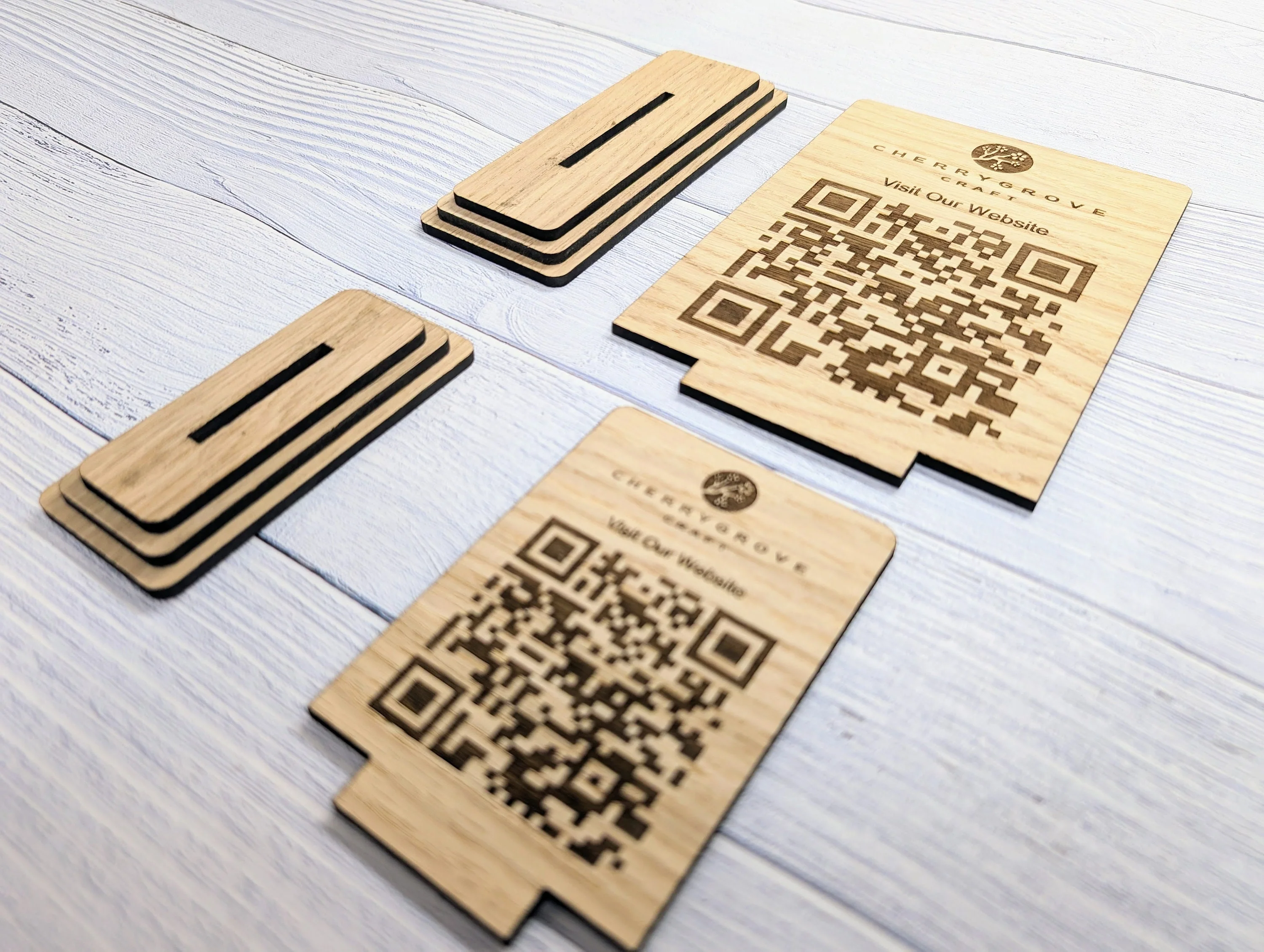 Wooden QR Code Sign | Freestanding Custom Business QR Sign with Logo - Image 7