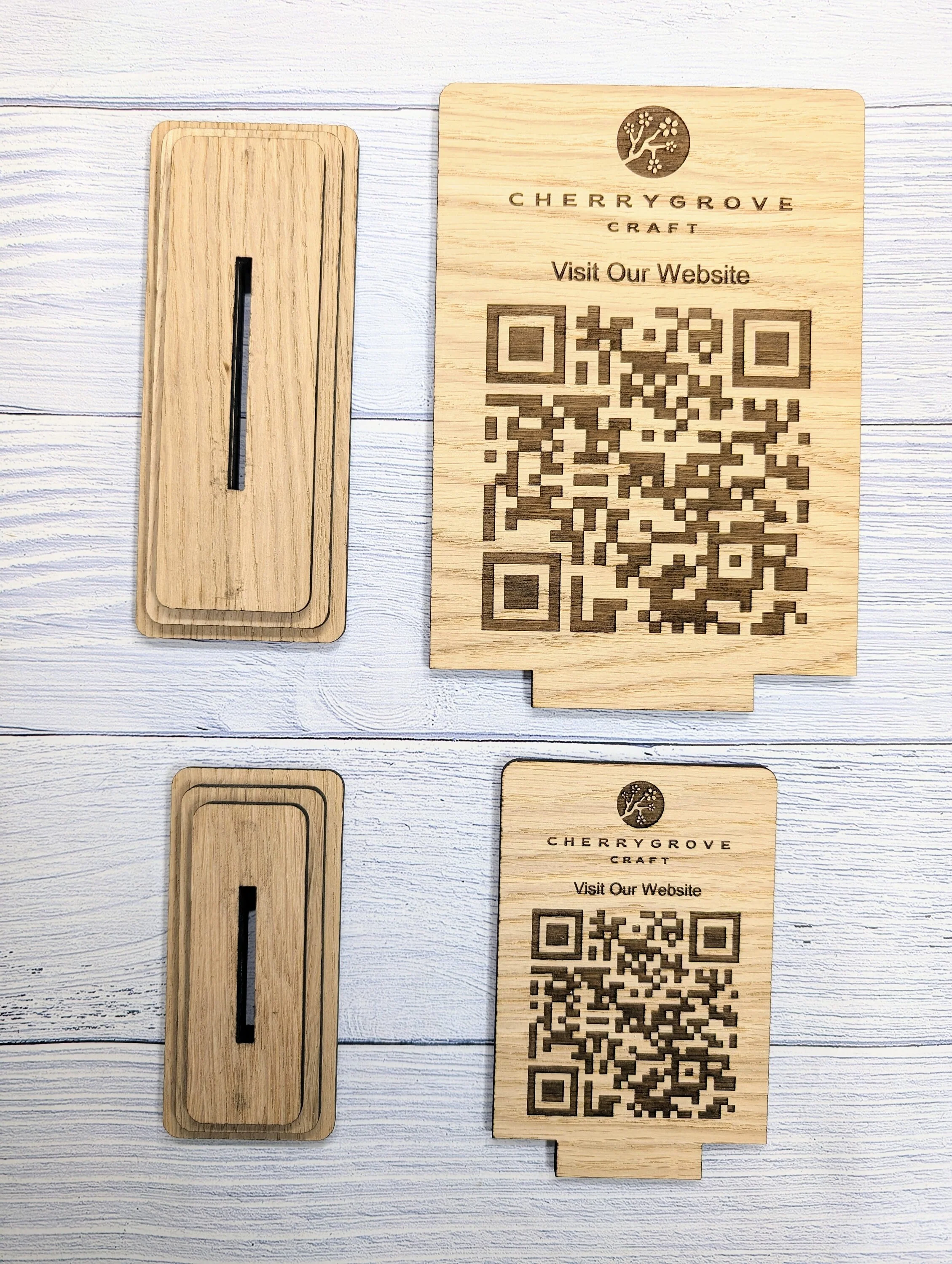 Wooden QR Code Sign | Freestanding Custom Business QR Sign with Logo - Image 9