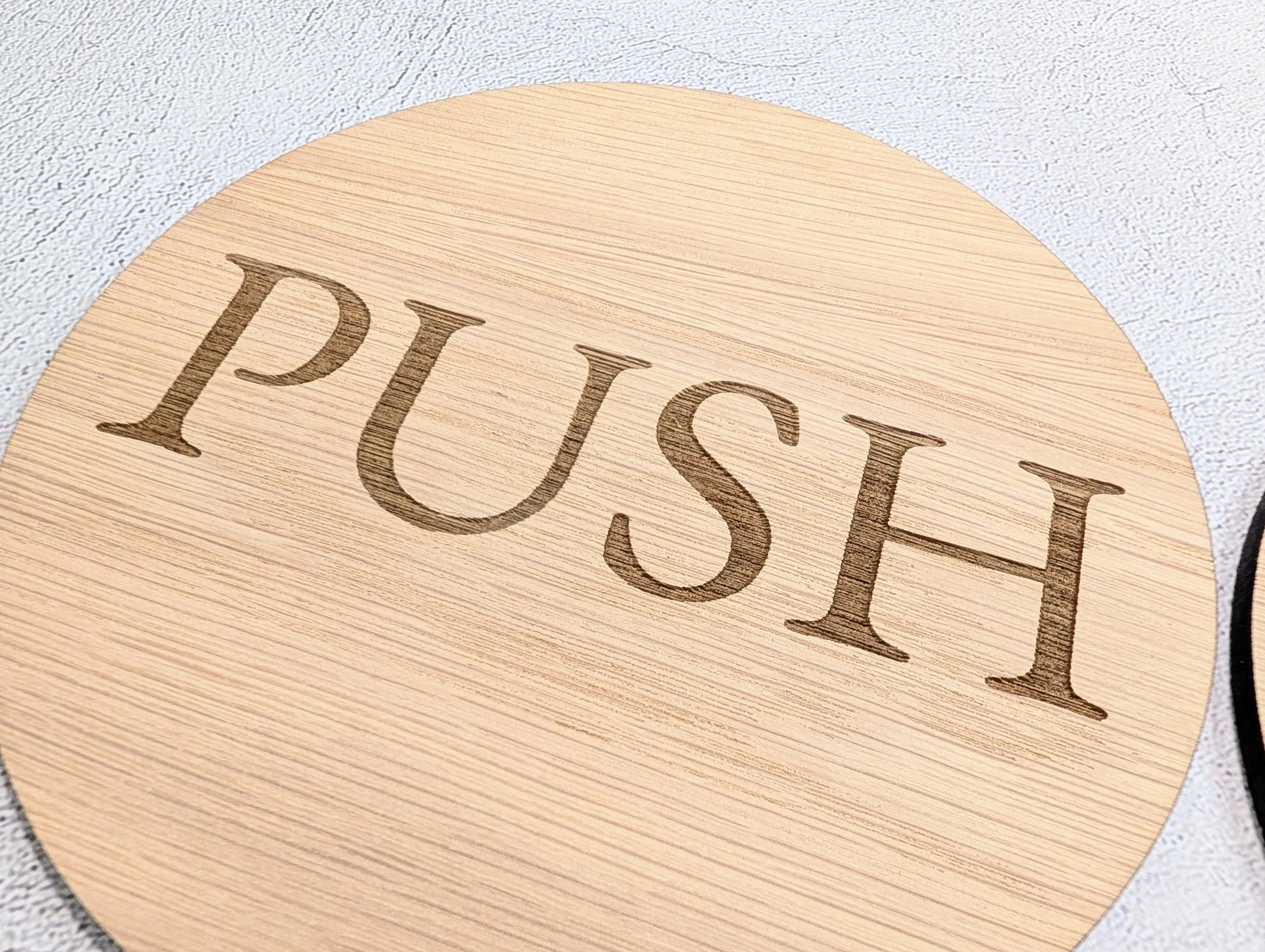 PUSH & PULL Door Sign Set – Circular Oak Veneered Wooden Signs for Entryways, Eco Friendly, Handmade in Wales, 2 Sizes Available - Image 4