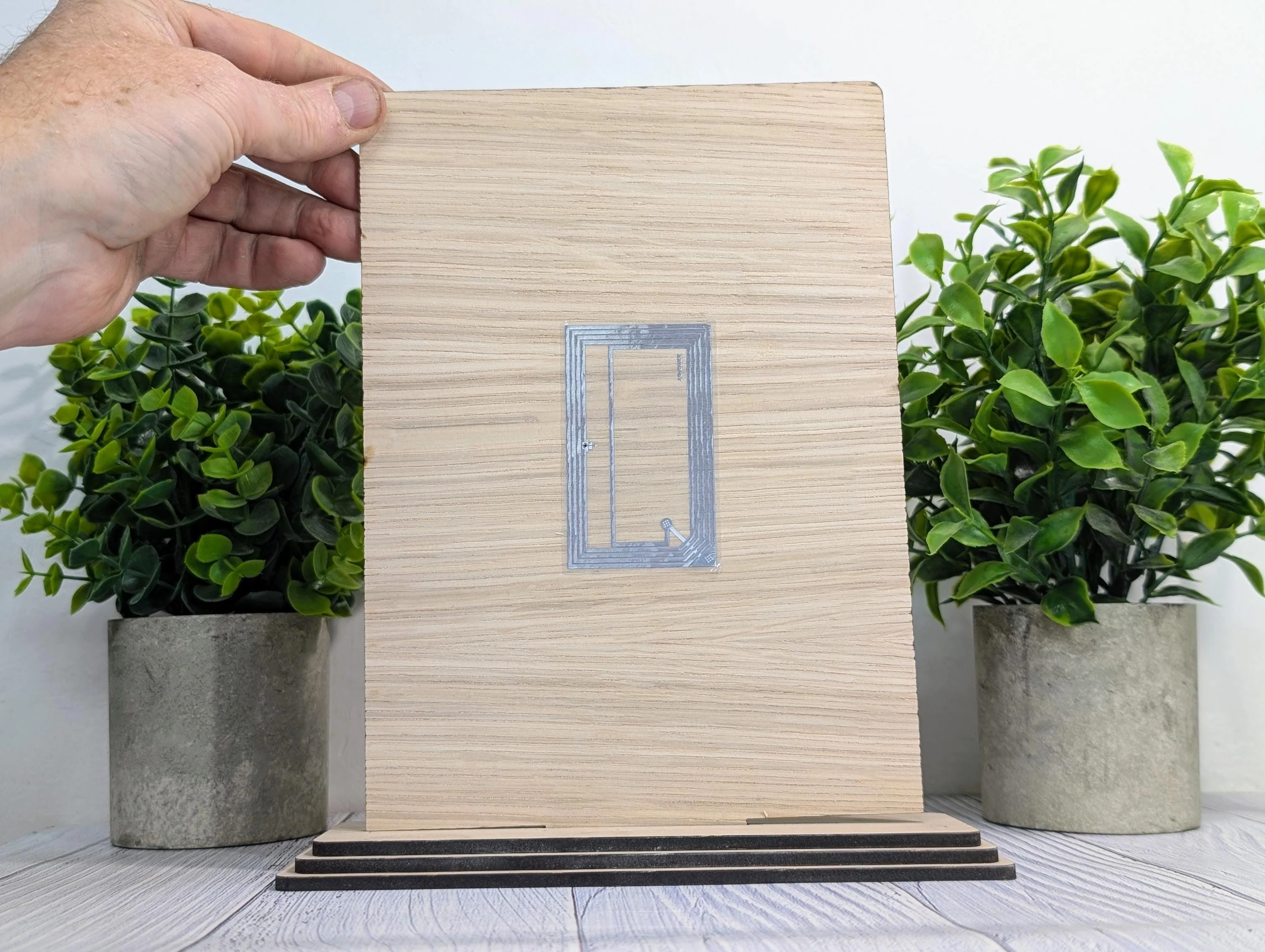 QR Code and NFC 'Follow Us on Social Media' Custom XL Wooden Table Sign, Personalised Logo & Social Media Link, Eco-Friendly, Extra Large - Image 3