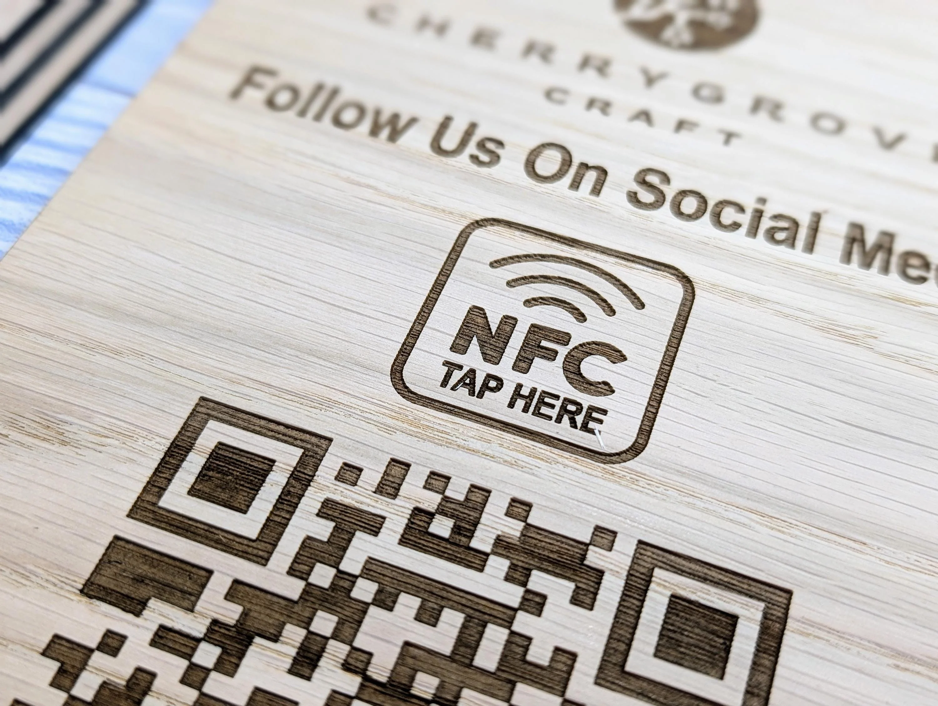 QR Code and NFC 'Follow Us on Social Media' Custom XL Wooden Table Sign, Personalised Logo & Social Media Link, Eco-Friendly, Extra Large - Image 6