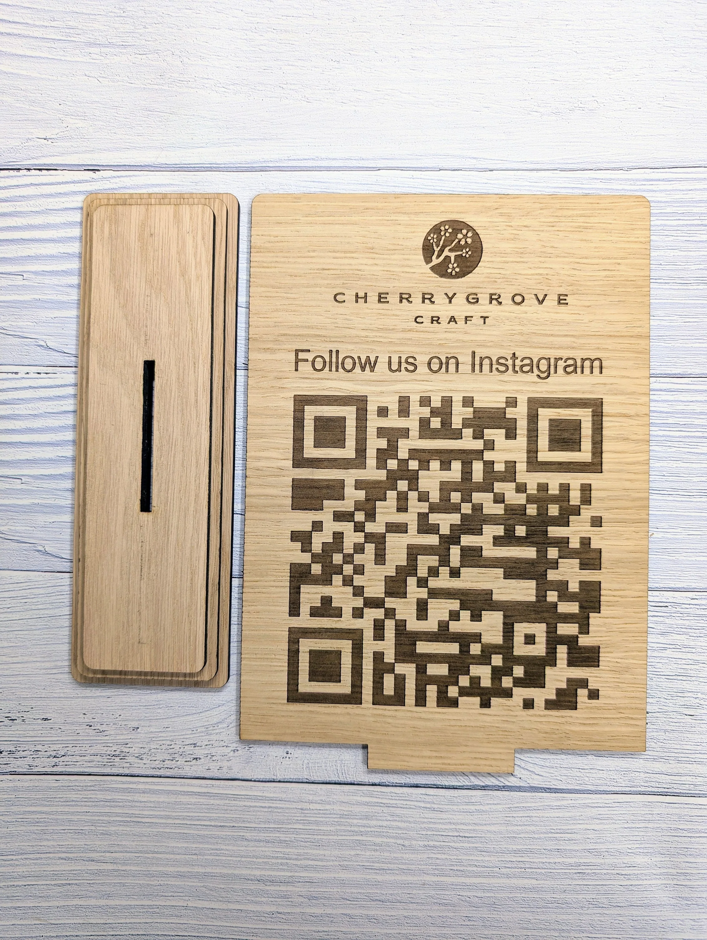 QR Code 'Follow Us on Instagram' Custom XL Wooden Table Sign, Personalised Logo & Social Media Link, Eco-Friendly, Business Use, Extra Large - Image 7