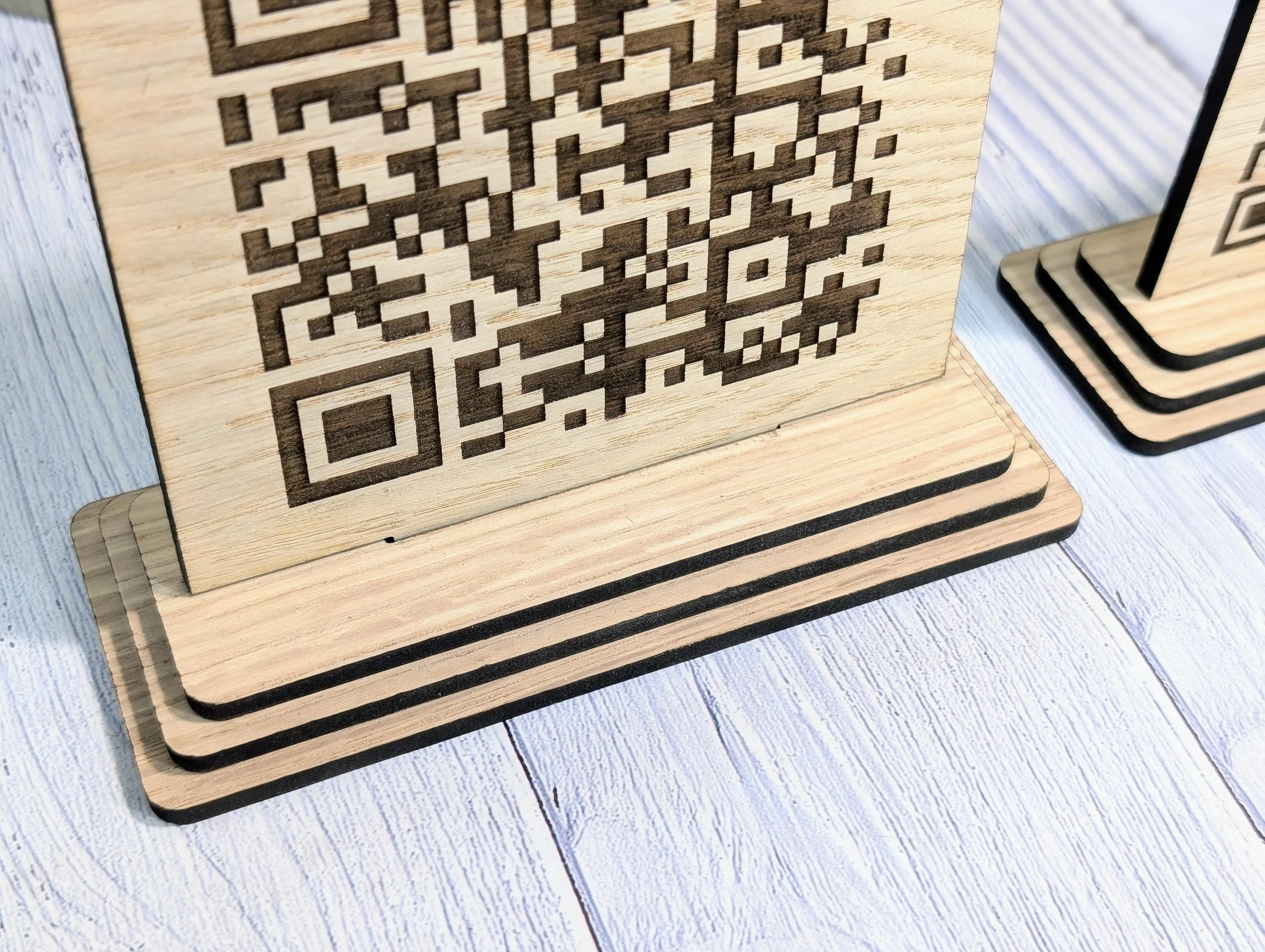 QR Code 'Leave us a review' Custom Wooden Table Sign, Personalised Logo & Link, Eco-Friendly, 2 Sizes | Google, Trustpilot, Tripadvisor etc - Image 3