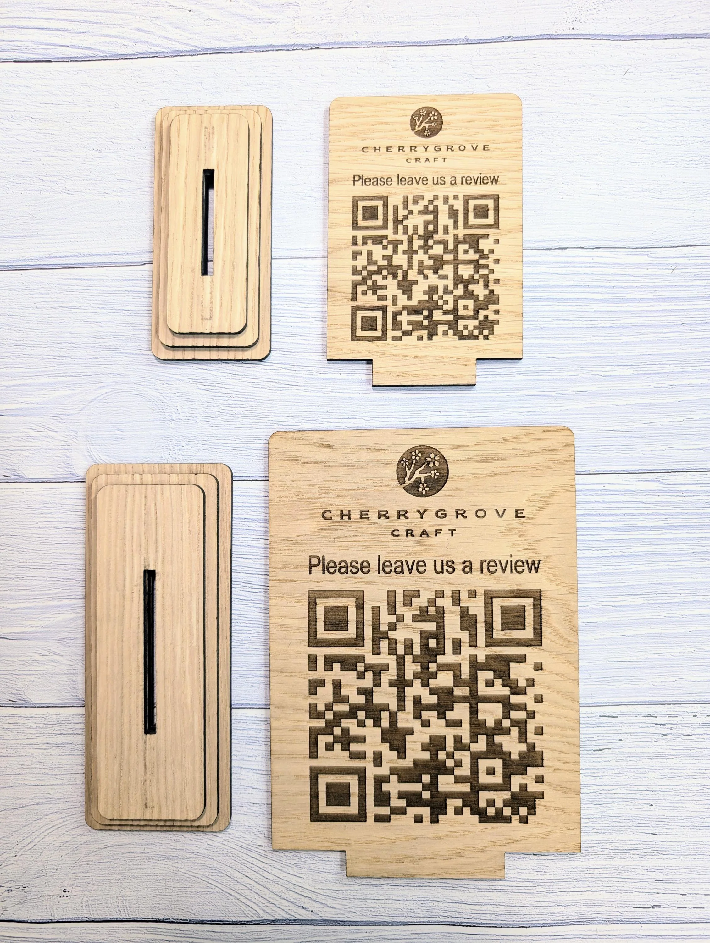 QR Code 'Leave us a review' Custom Wooden Table Sign, Personalised Logo & Link, Eco-Friendly, 2 Sizes | Google, Trustpilot, Tripadvisor etc - Image 5