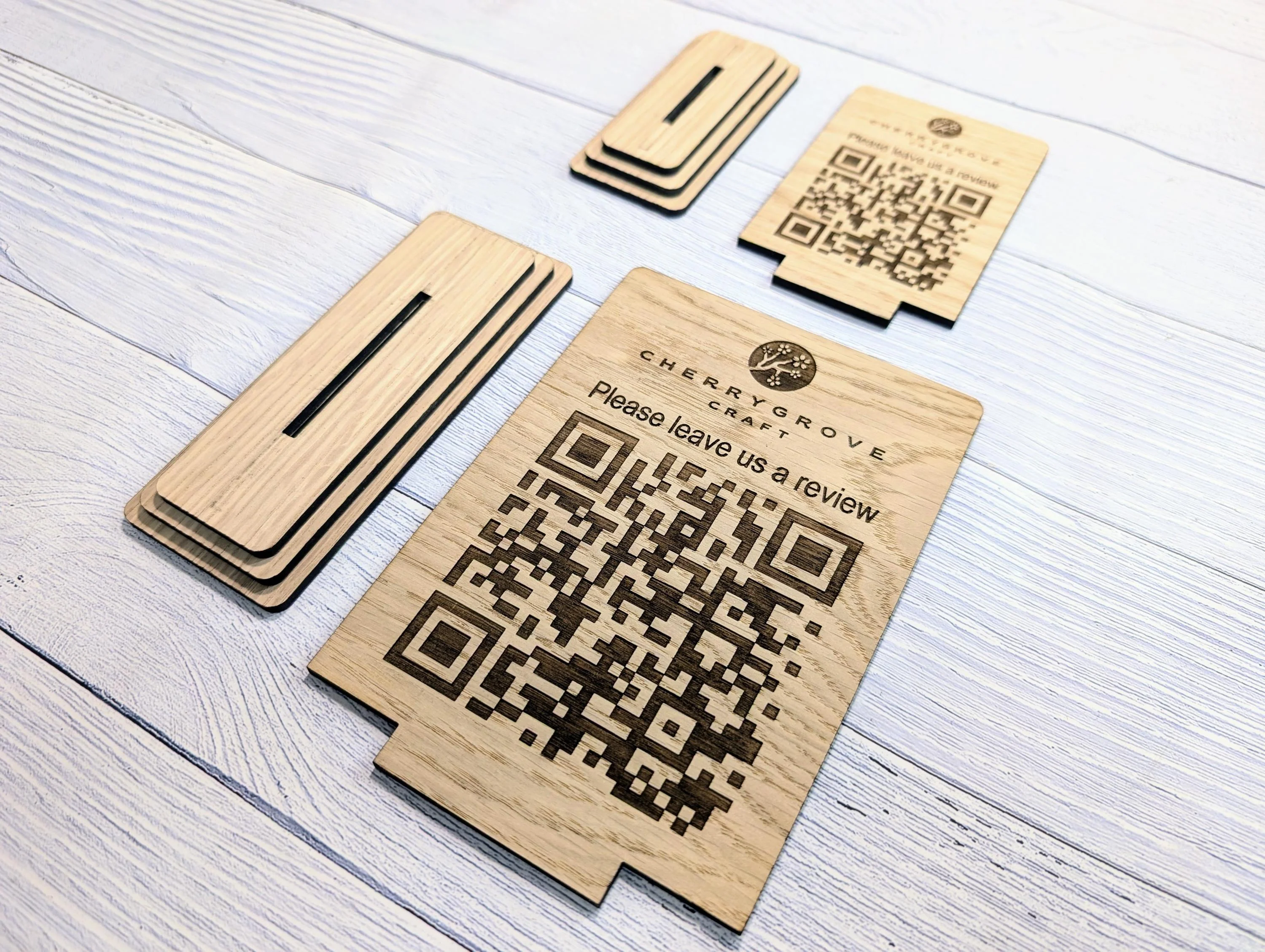 QR Code 'Leave us a review' Custom Wooden Table Sign, Personalised Logo & Link, Eco-Friendly, 2 Sizes | Google, Trustpilot, Tripadvisor etc - Image 6