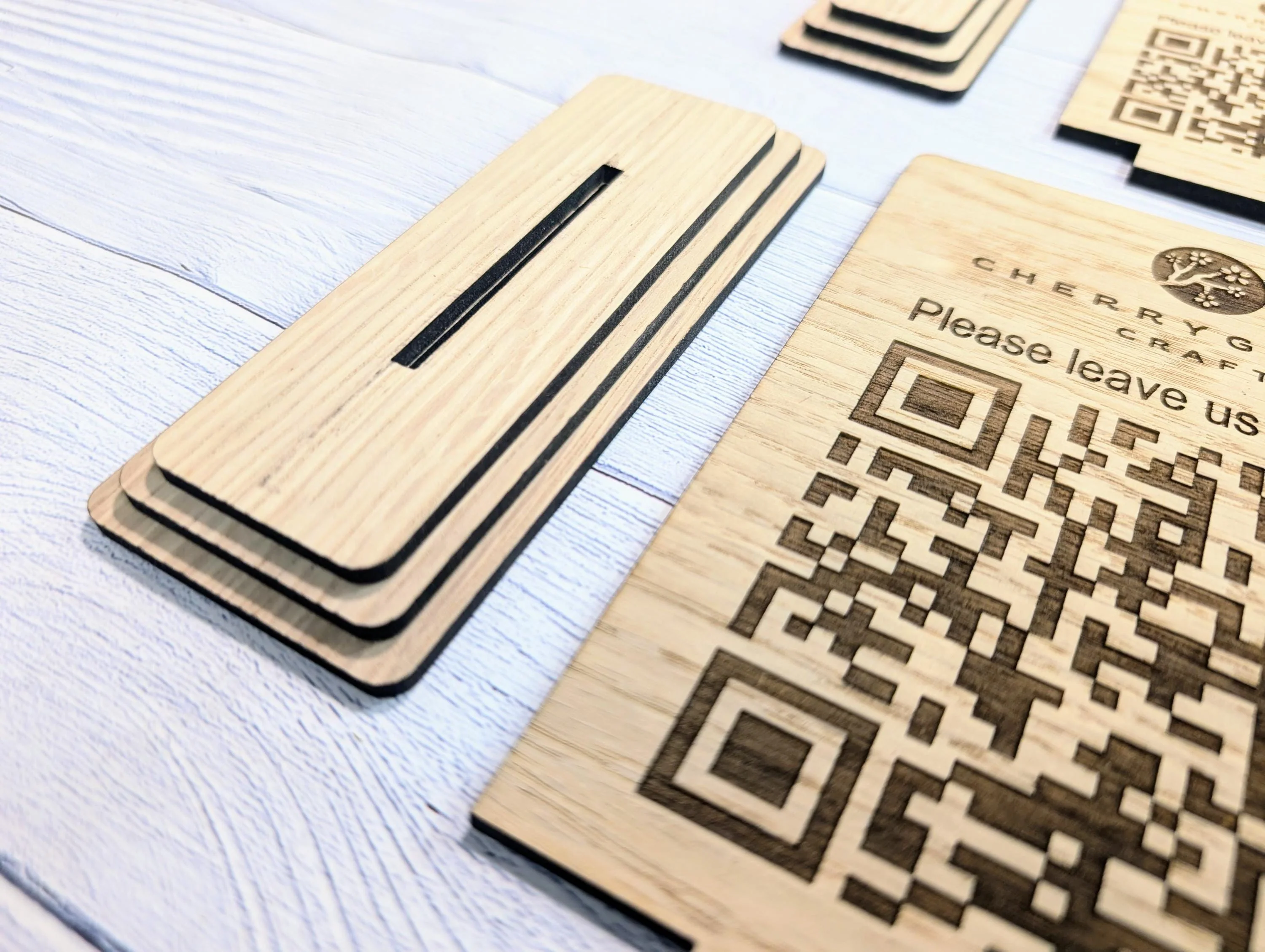 QR Code 'Leave us a review' Custom Wooden Table Sign, Personalised Logo & Link, Eco-Friendly, 2 Sizes | Google, Trustpilot, Tripadvisor etc - Image 7