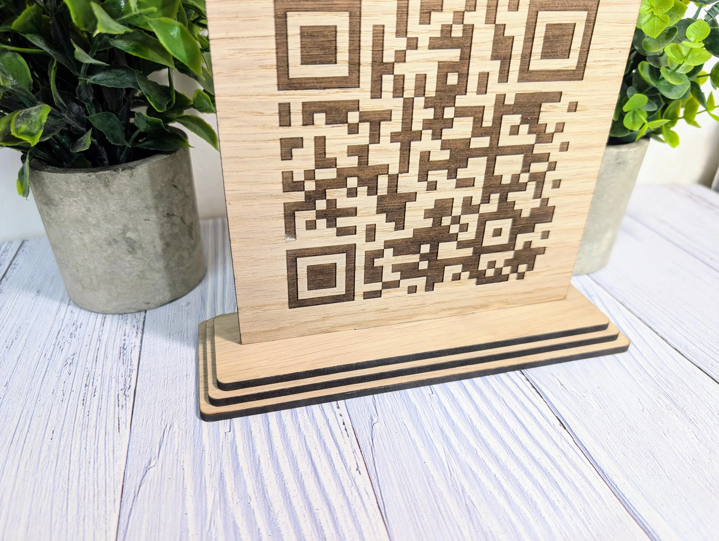 QR Code 'Leave us a review' Custom Wooden Table Sign, Personalised Logo & Link, Eco-Friendly, XL Size | Google, Trustpilot, Tripadvisor etc - Image 3