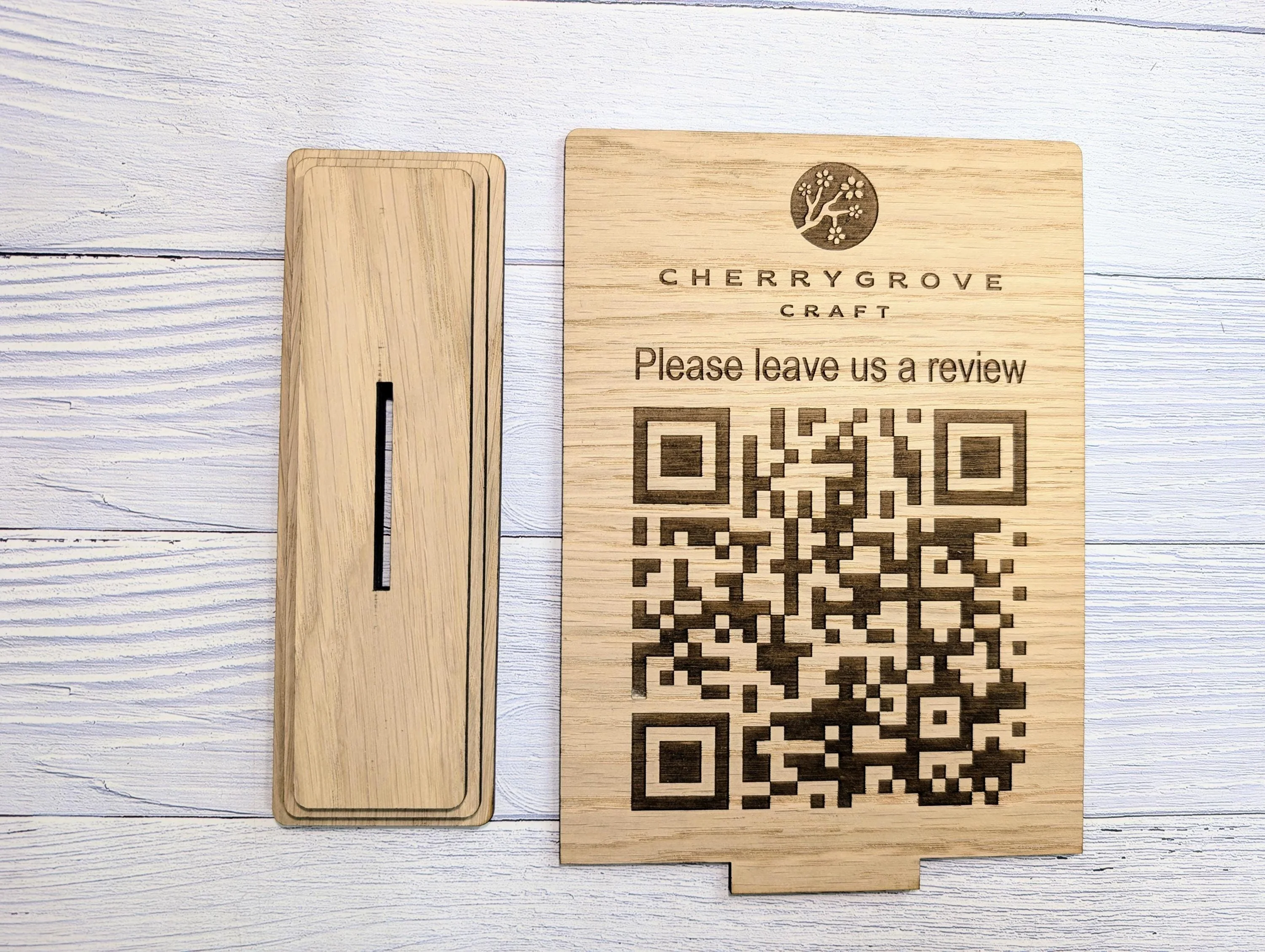 QR Code 'Leave us a review' Custom Wooden Table Sign, Personalised Logo & Link, Eco-Friendly, XL Size | Google, Trustpilot, Tripadvisor etc - Image 5